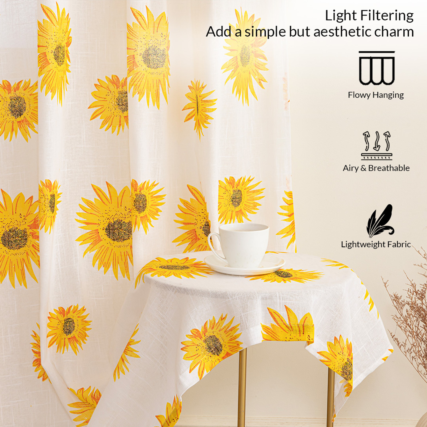Image of HOMEMONDE 304.8 cm (10 ft) Long Door Cotton Transparent Curtain (Pack Of 2)