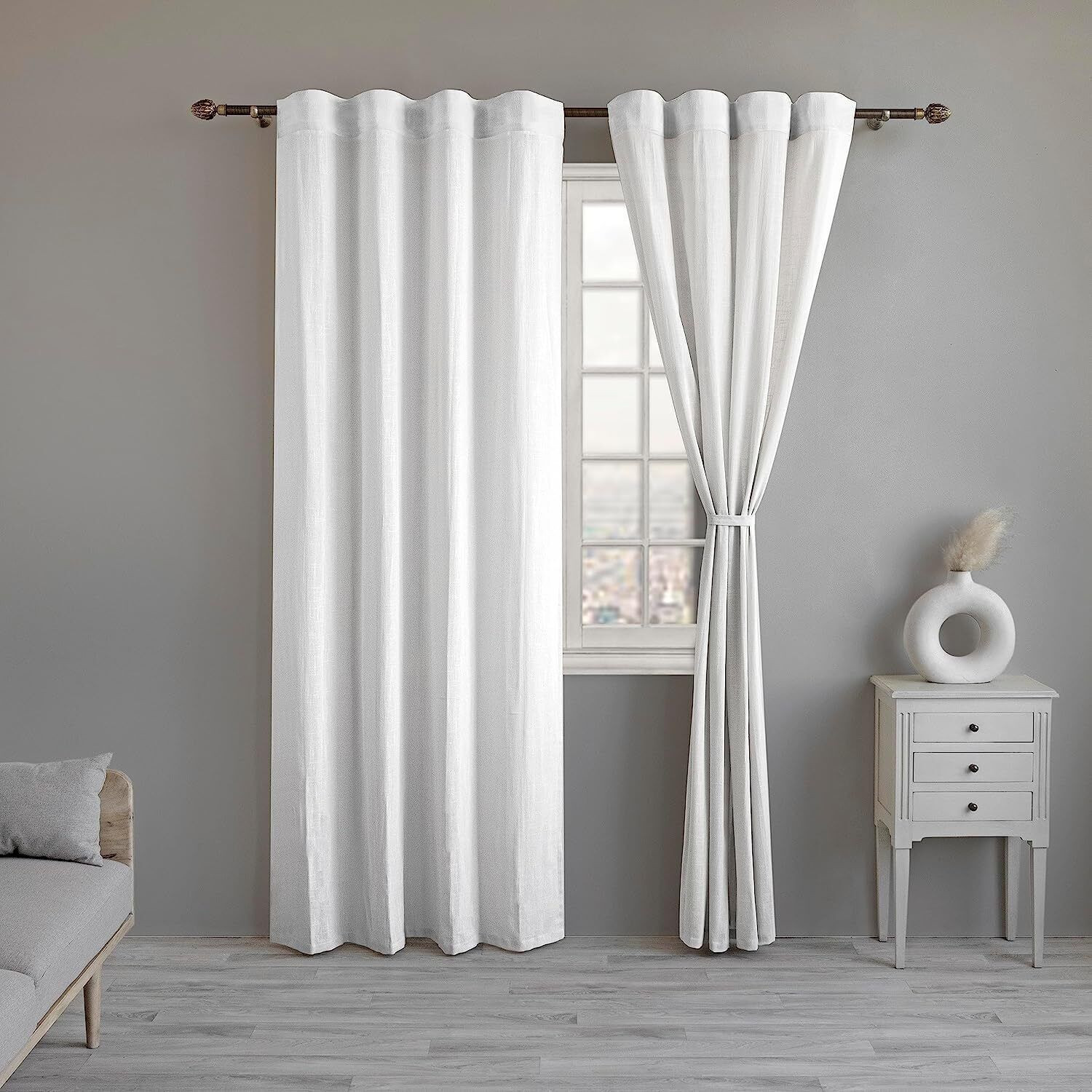 Image of LINENWALAS 244 cm (8 ft) Door Cotton Semi Transparent Curtain (Pack Of 2) (White, Solid)