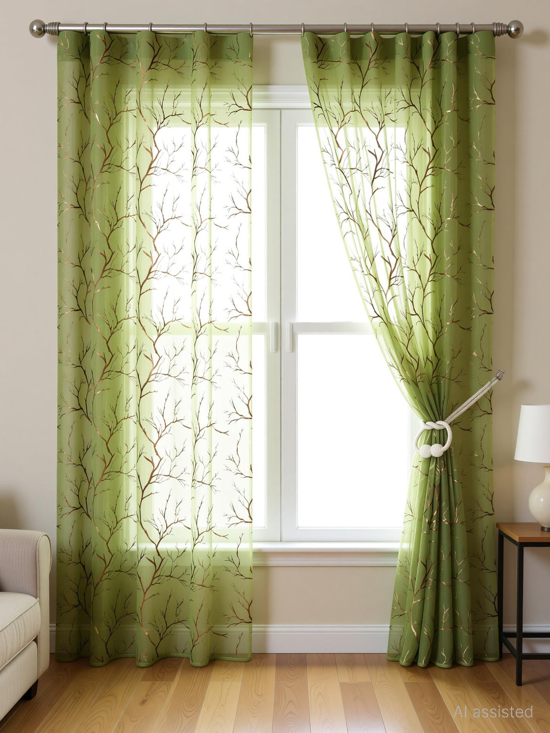 Image of Fabrilia 274 cm (9 ft) Long Door Tissue Transparent Curtain (Pack Of 2)