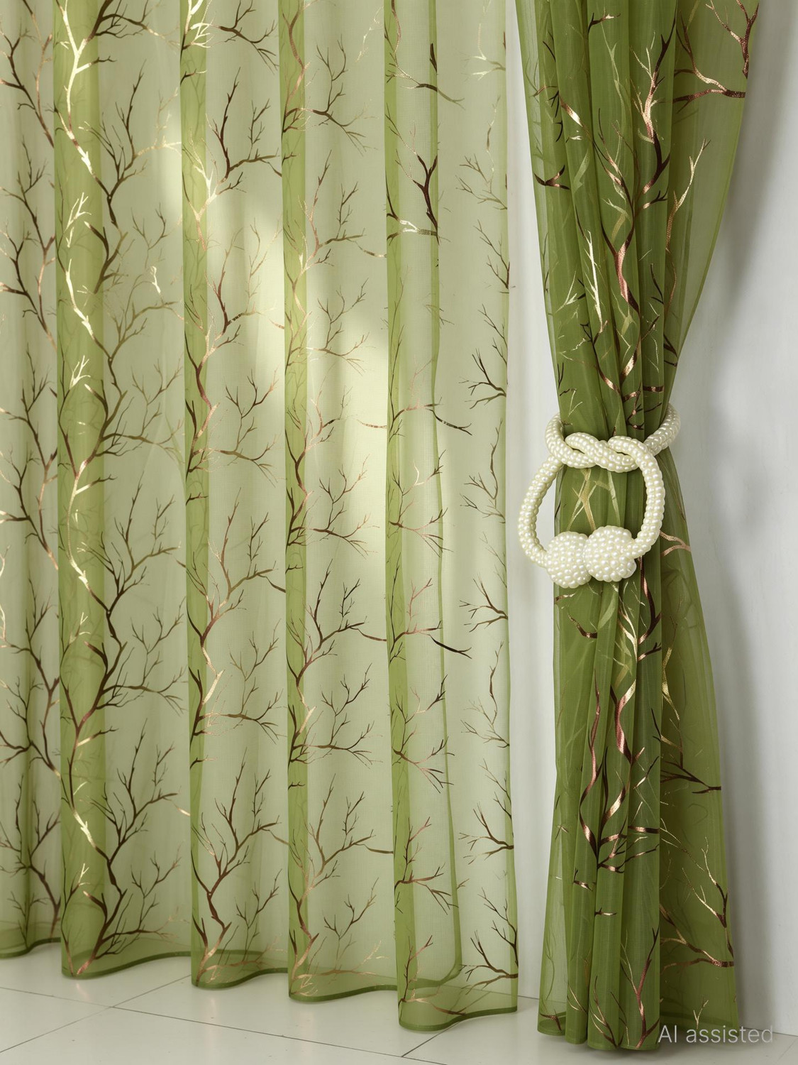 Image of Fabrilia 274 cm (9 ft) Long Door Tissue Transparent Curtain (Pack Of 2)