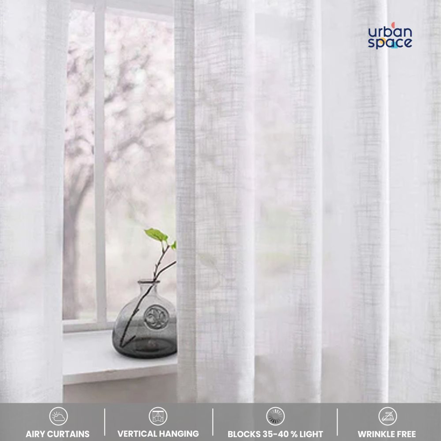 Image of Urban Space 213 cm (7 ft) Door Polyester Semi Transparent Curtain (Pack Of 2)