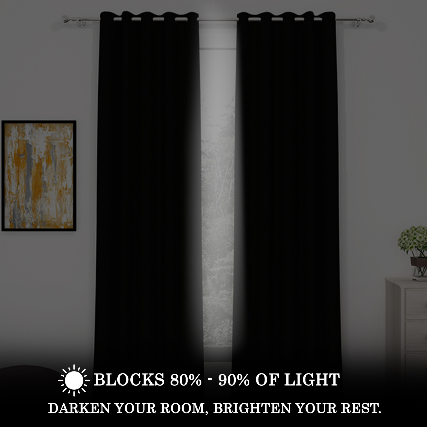 Image of Story@home 242 cm (8 ft) Shower Polyester, Silk Blackout Curtain (Pack Of 2)