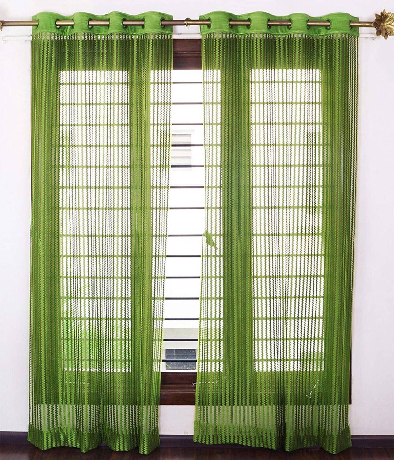 AH ARTSY HOME 214 cm (7 ft) Door Tissue, Net Semi Transparent Curtain (Pack Of 2)