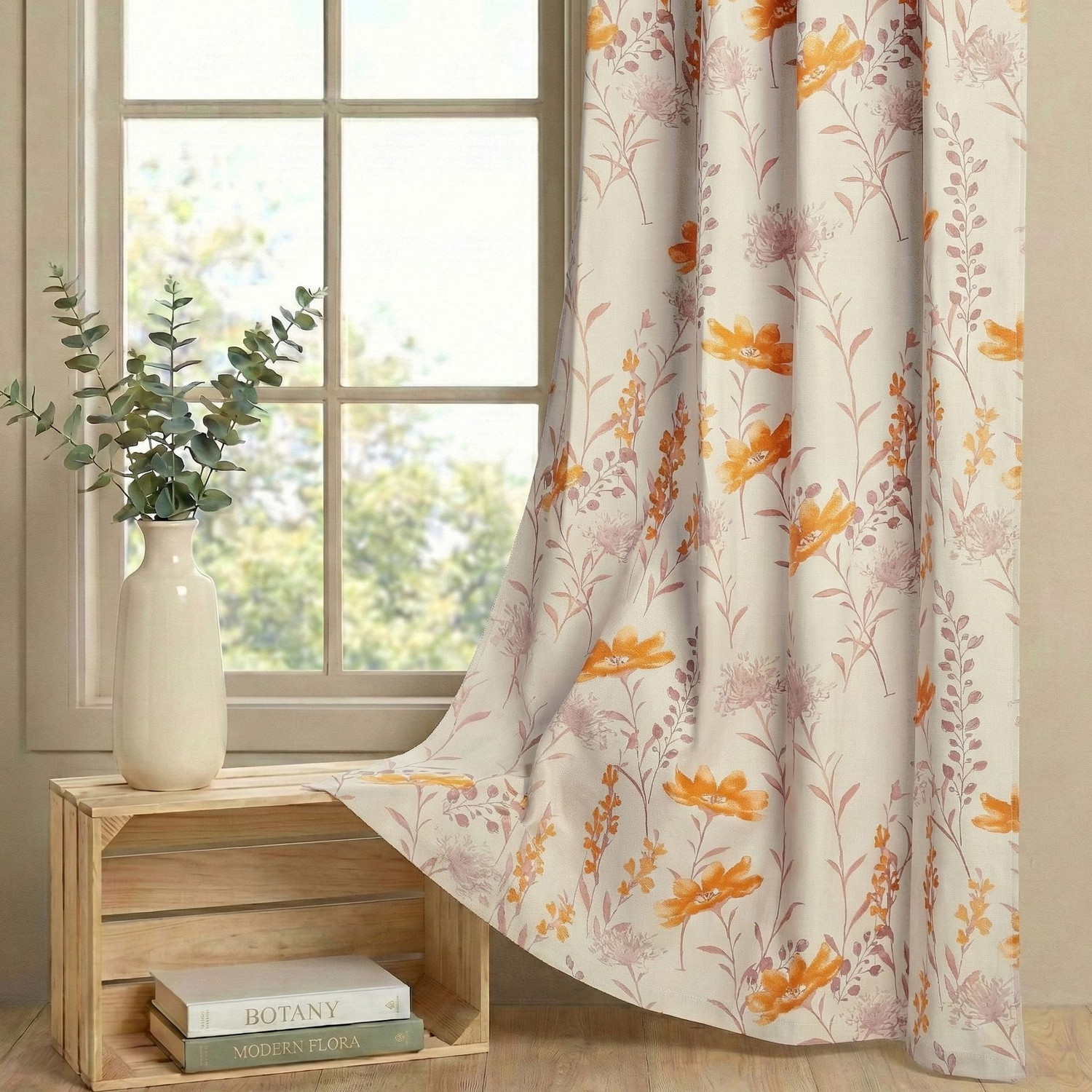 Image of Huesland 243 cm (8 ft) Long Door Cotton Room Darkening Curtain Single Curtain