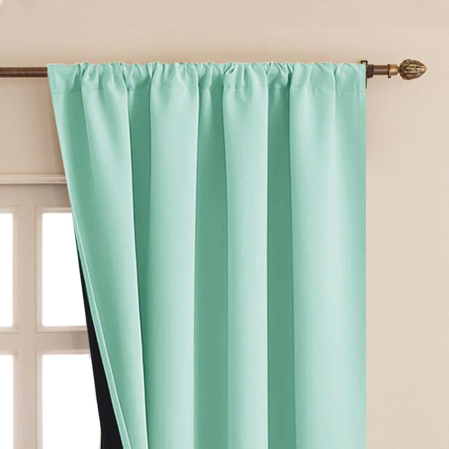 Image of HOMEMONDE 243.84 cm (8 ft) Shower Polyester Blackout Curtain Single Curtain