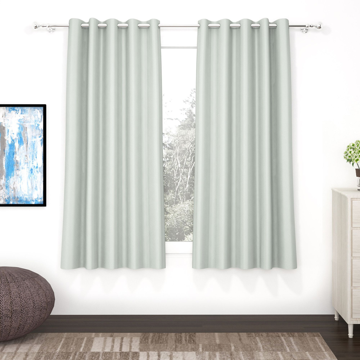 Image of Story@home 152 cm (5 ft) Window Polyester, Silk Blackout Curtain (Pack Of 2)