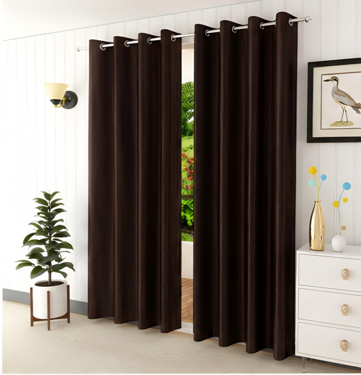Image of VEVIDHIENTERPRISES 152 cm (5 ft) Window Polyester Room Darkening Curtain (Pack Of 2)