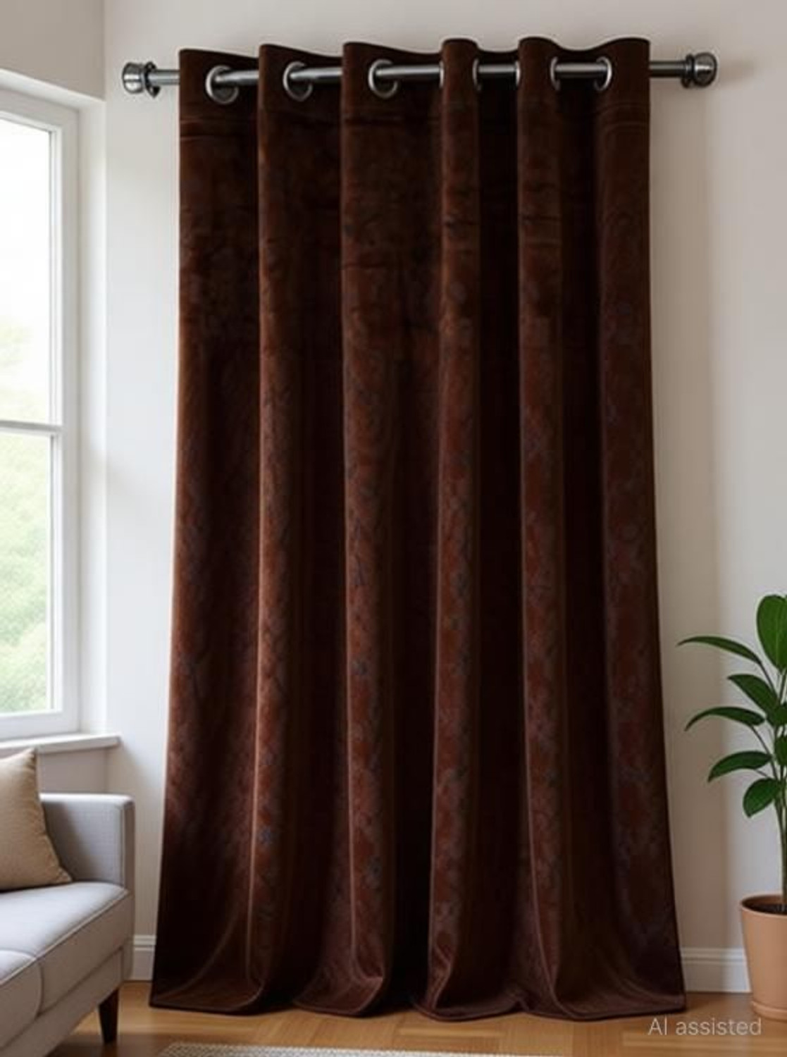 Image of Kraftiq Homes 243 cm (8 ft) Door Velvet Room Darkening Curtain Single Curtain