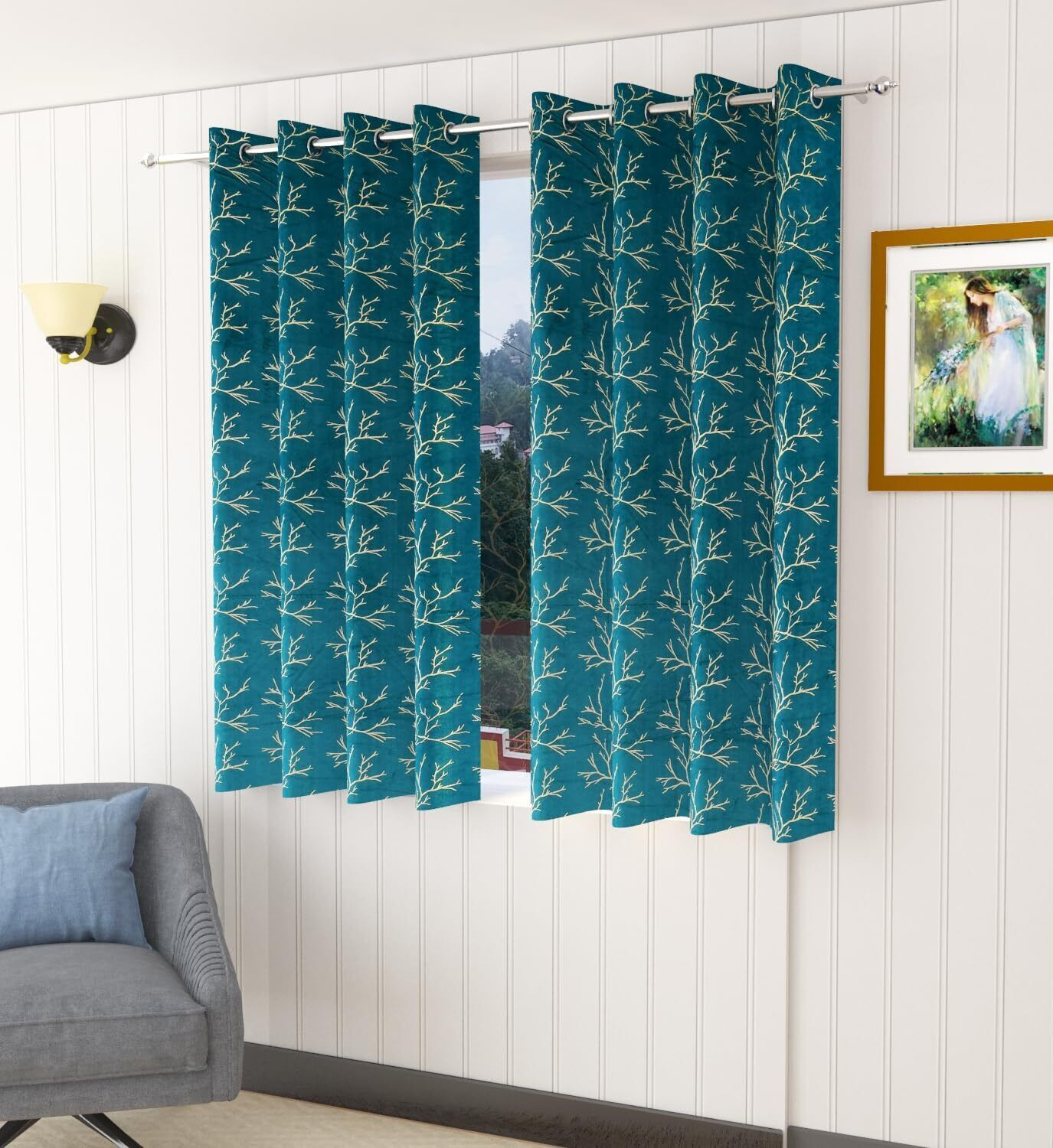 Image of Home Sazawat 152 cm (5 ft) Window Velvet Room Darkening Curtain (Pack Of 2)