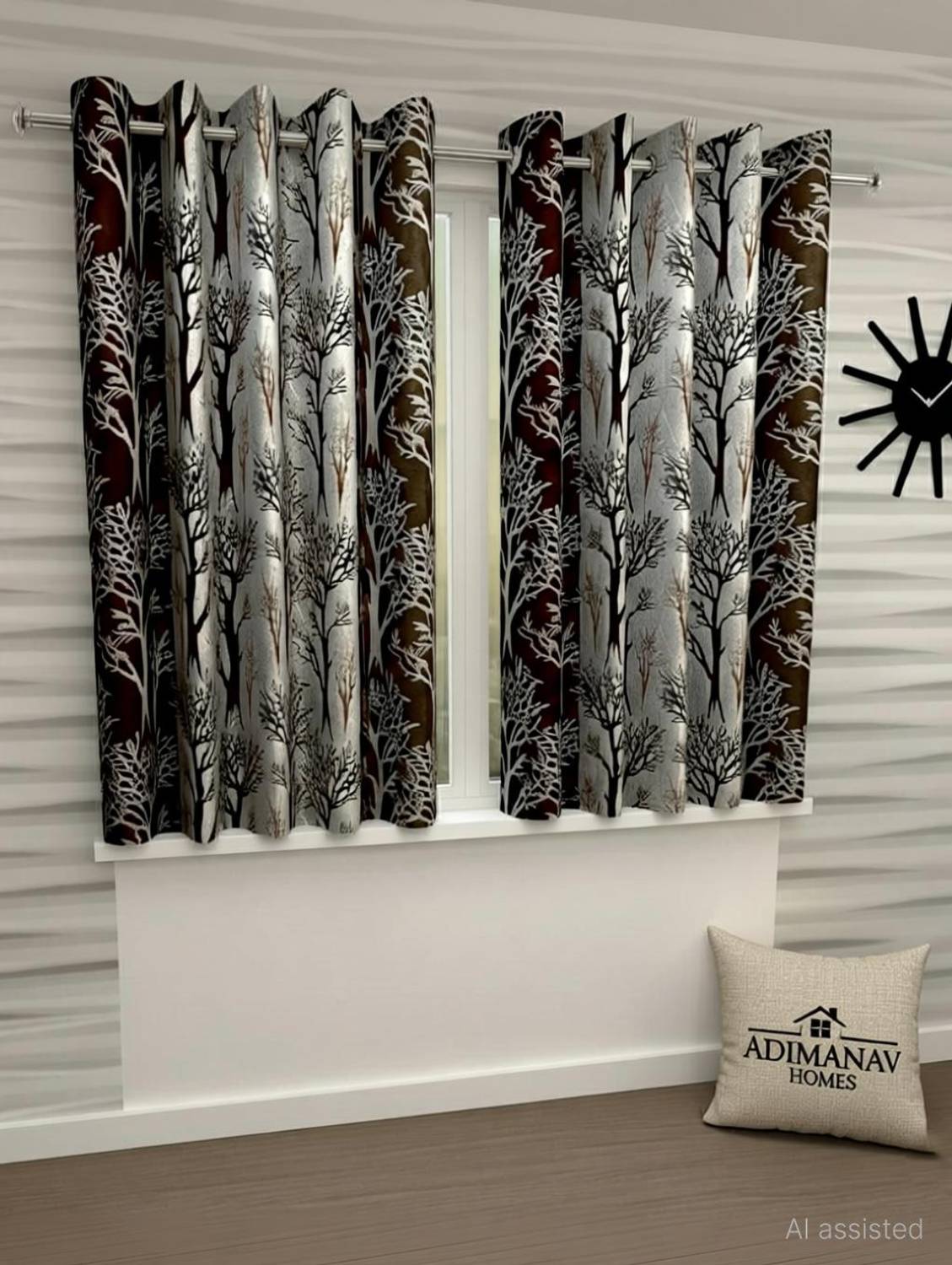 Adimanav 152.4 cm (5 ft) Window Polyester Semi Transparent Curtain (Pack Of 2)