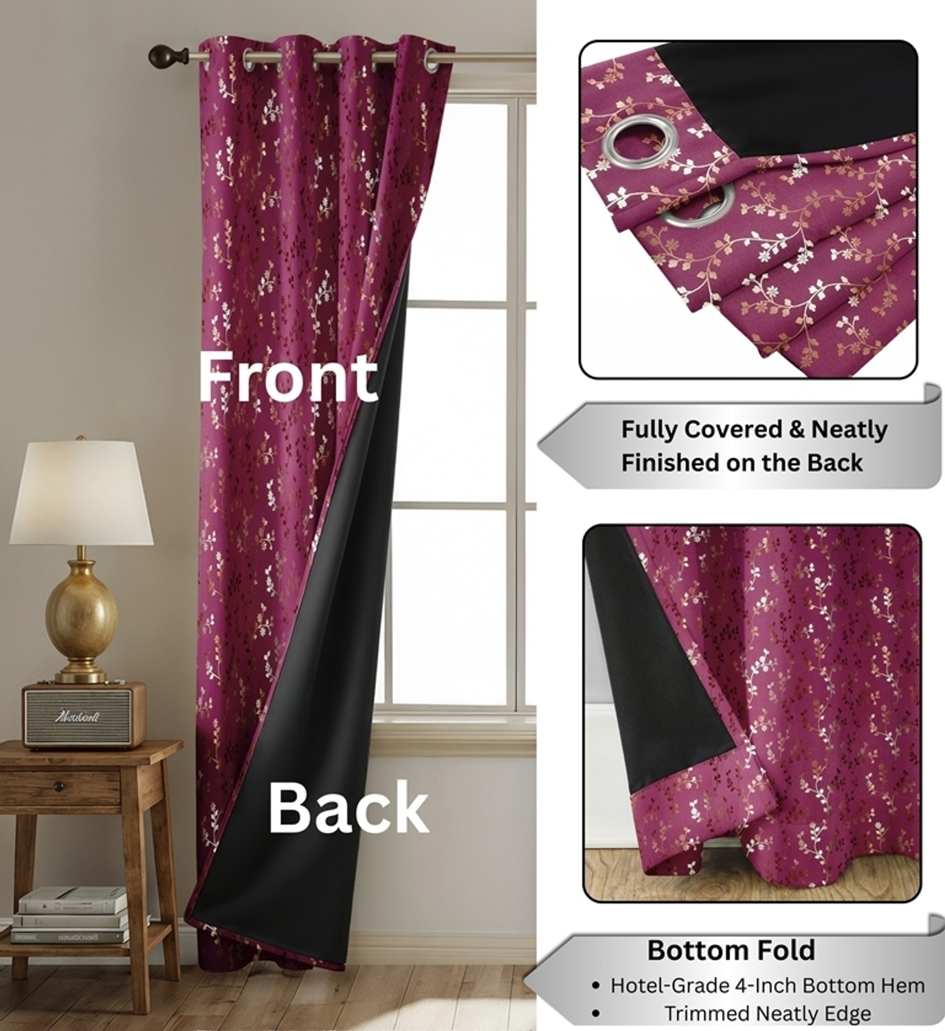 Image of RED RIBBON DECOR 213.36 cm (7 ft) Door Polyester Blackout Curtain (Pack Of 2)