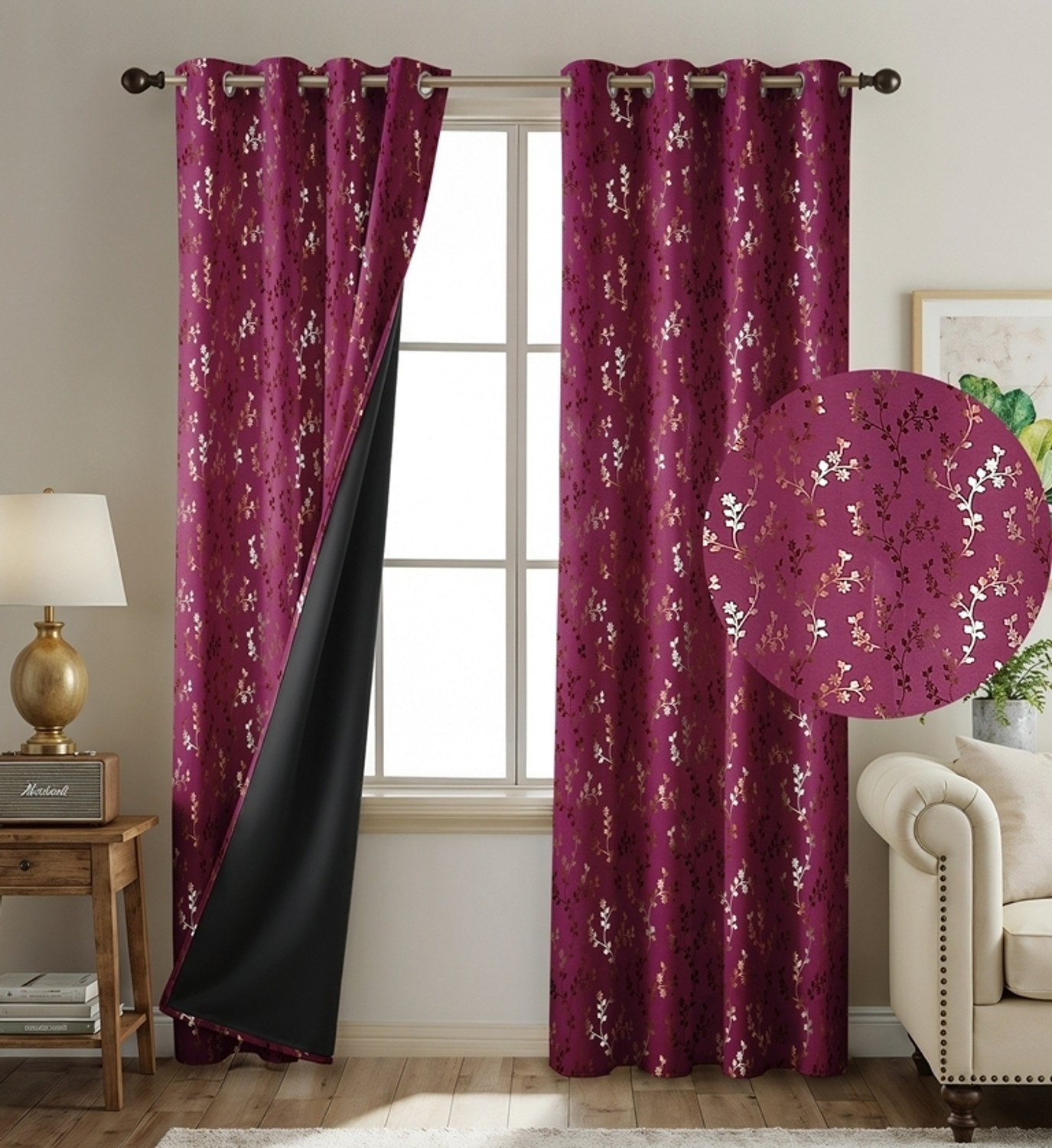 Image of RED RIBBON DECOR 213.36 cm (7 ft) Door Polyester Blackout Curtain (Pack Of 2)