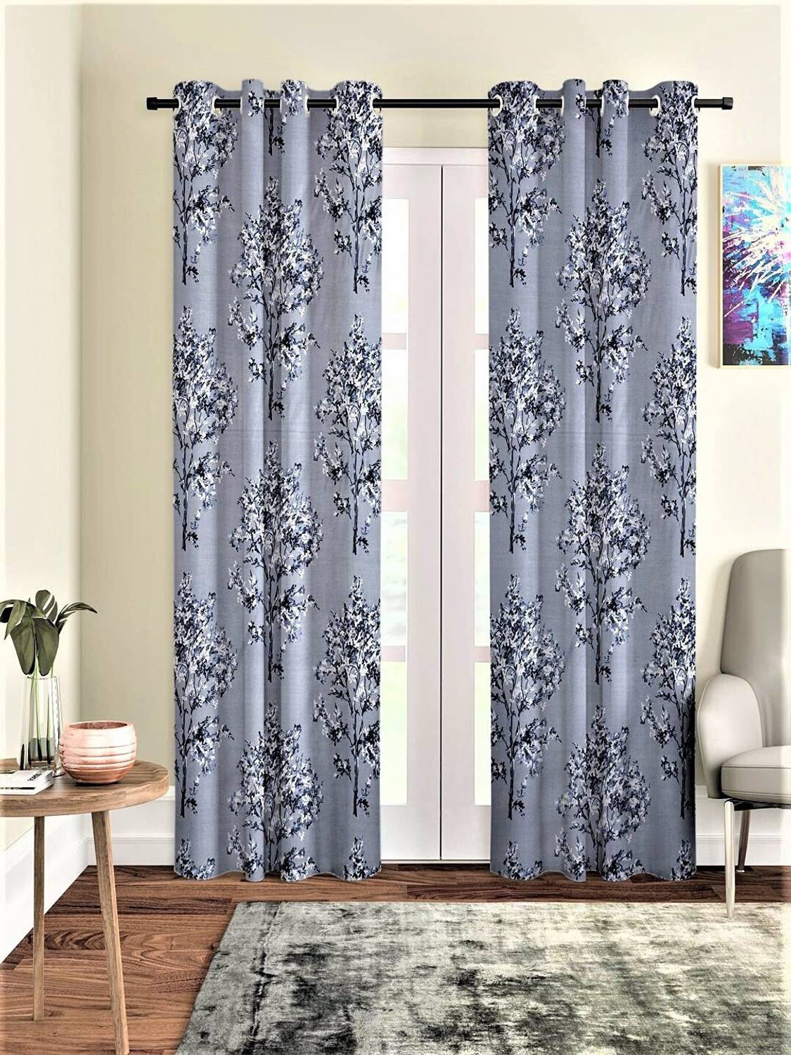 Adimanav 213.36 cm (7 ft) Door Polyester Semi Transparent Curtain (Pack Of 2)