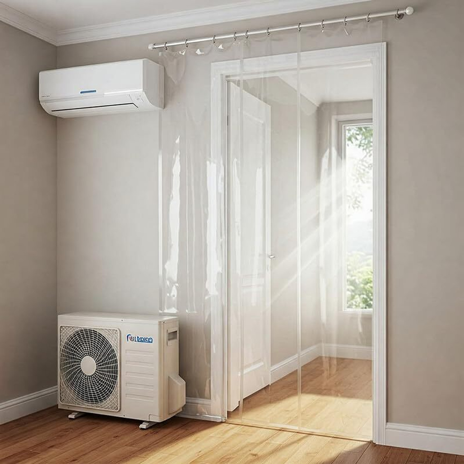 Image of SHAVIN 272 cm (9 ft) Long Door PVC Transparent Curtain Single Curtain