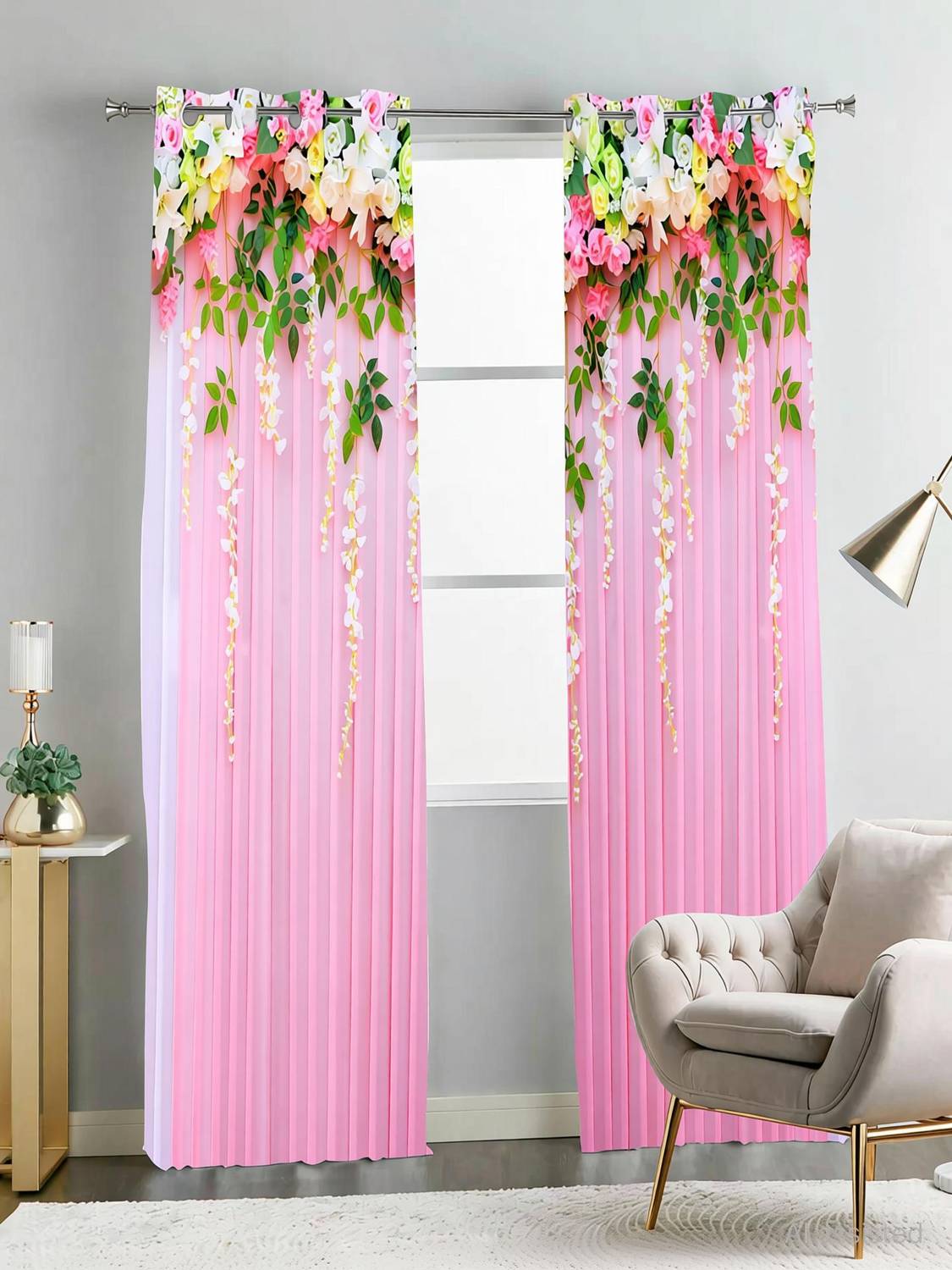 ABPLARGEST 214 cm (7 ft) Door Polycotton Room Darkening Curtain Single Curtain