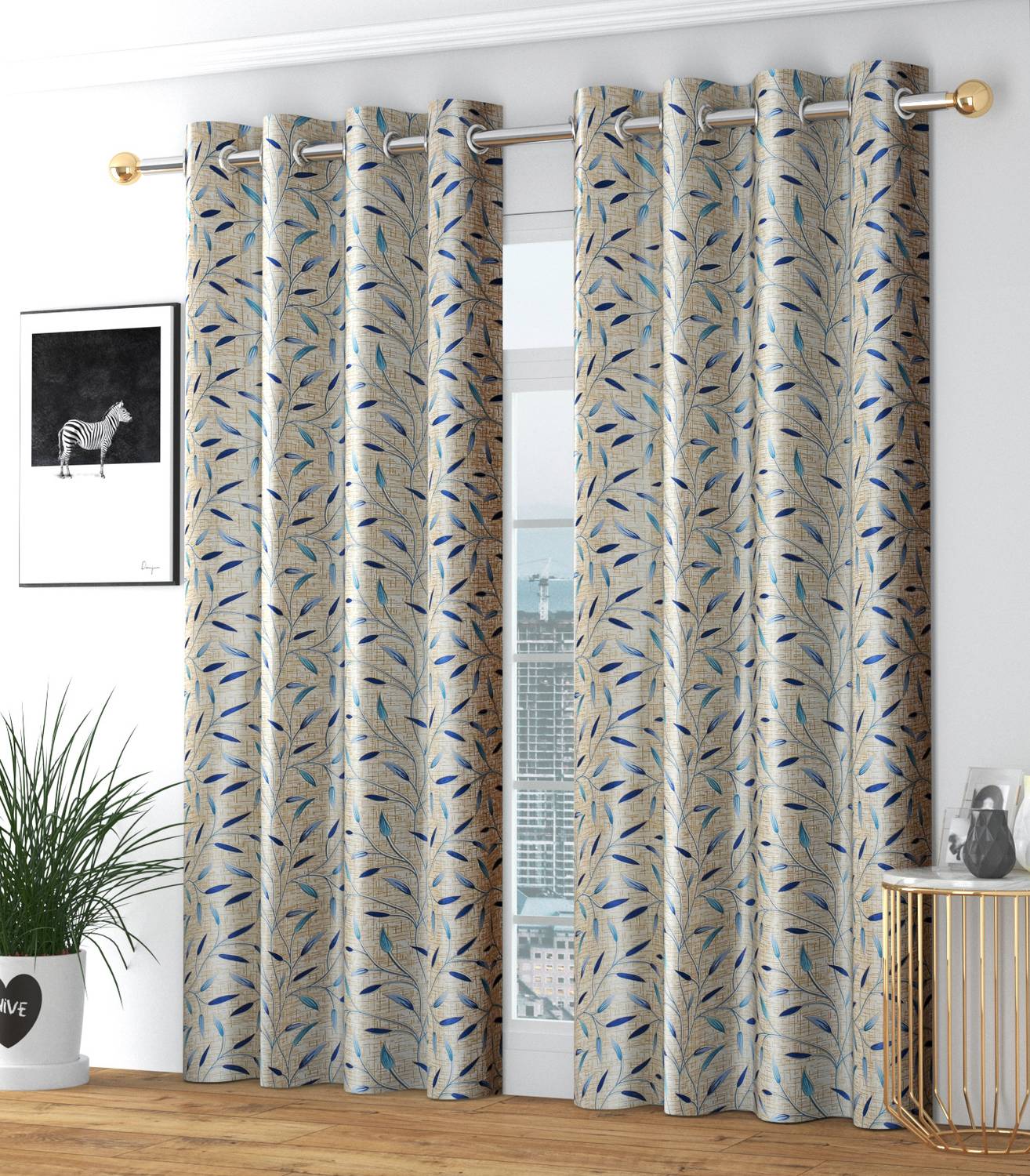 Rashee Creations 274 cm (9 ft) Long Door Polyester Semi Transparent Curtain (Pack Of 2)