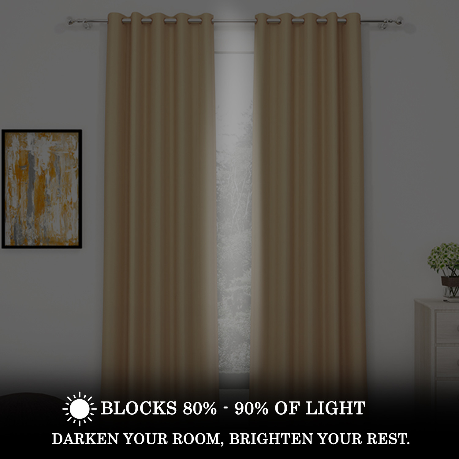 Image of Story@home 275 cm (9 ft) Long Door Polyester, Silk Blackout Curtain (Pack Of 2)