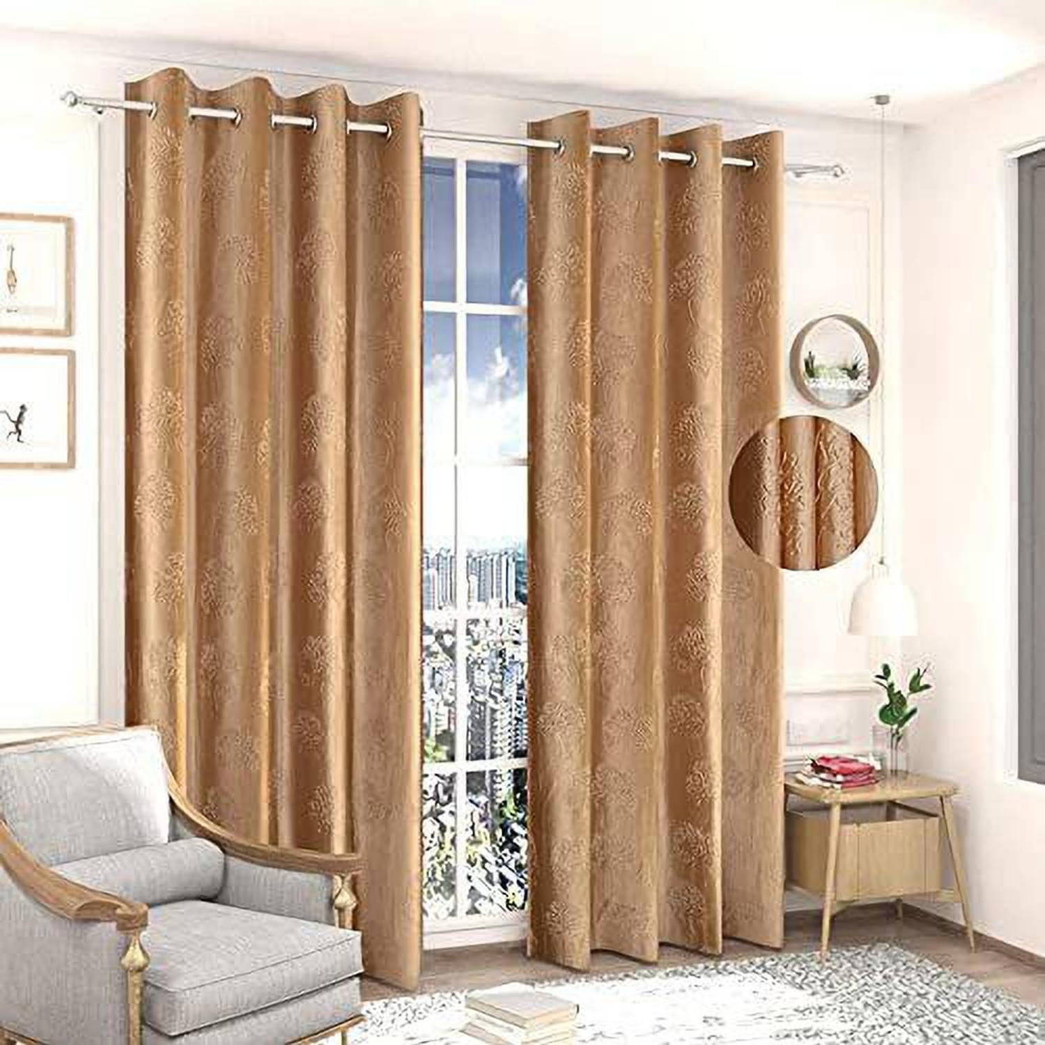 Amazingchoices 213.36 cm (7 ft) Door Polyester Room Darkening Curtain (Pack Of 2)