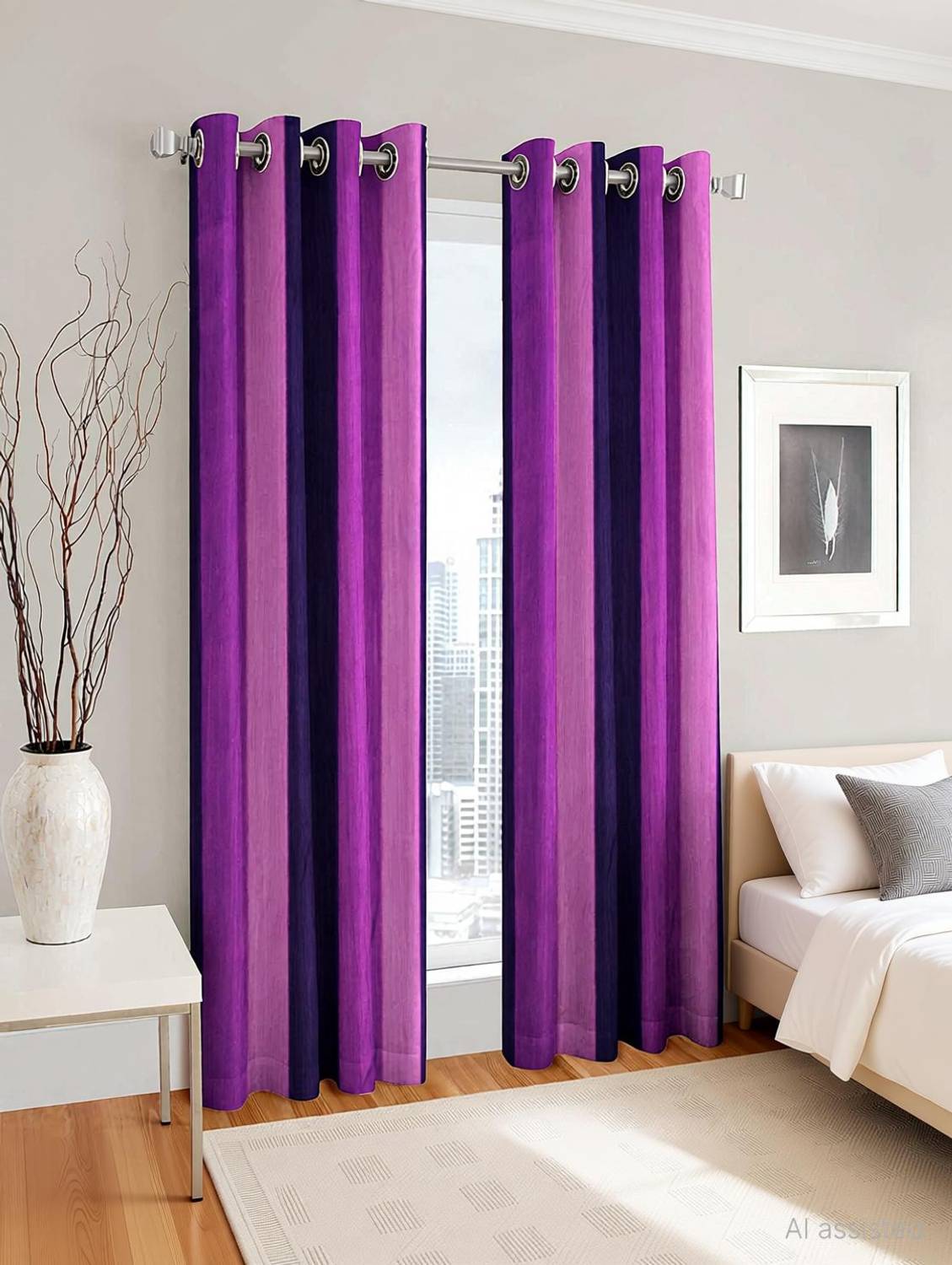 Adimanav 213.36 cm (7 ft) Door Polyester Semi Transparent Curtain (Pack Of 2)