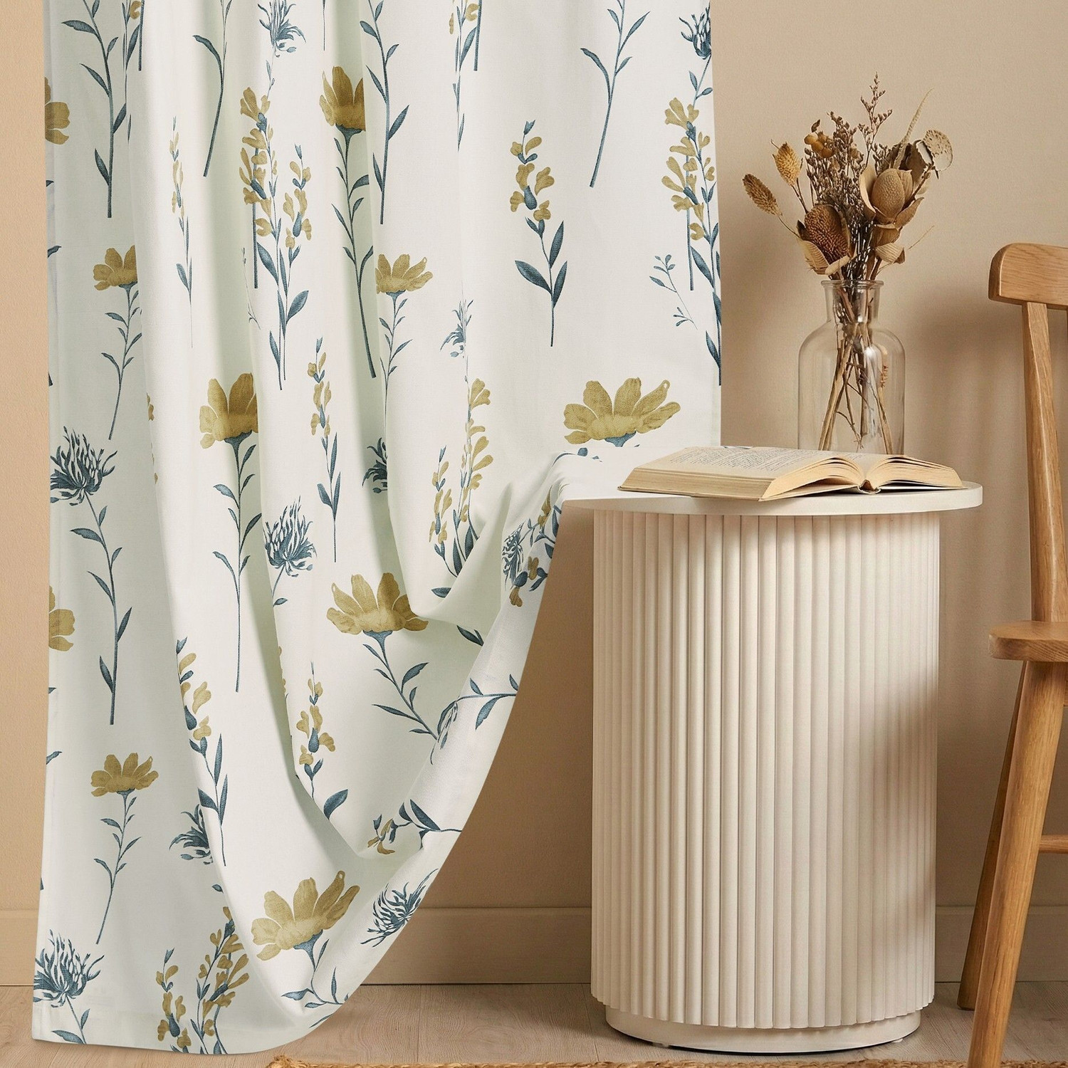 Image of Huesland 243 cm (8 ft) Long Door Cotton Room Darkening Curtain Single Curtain