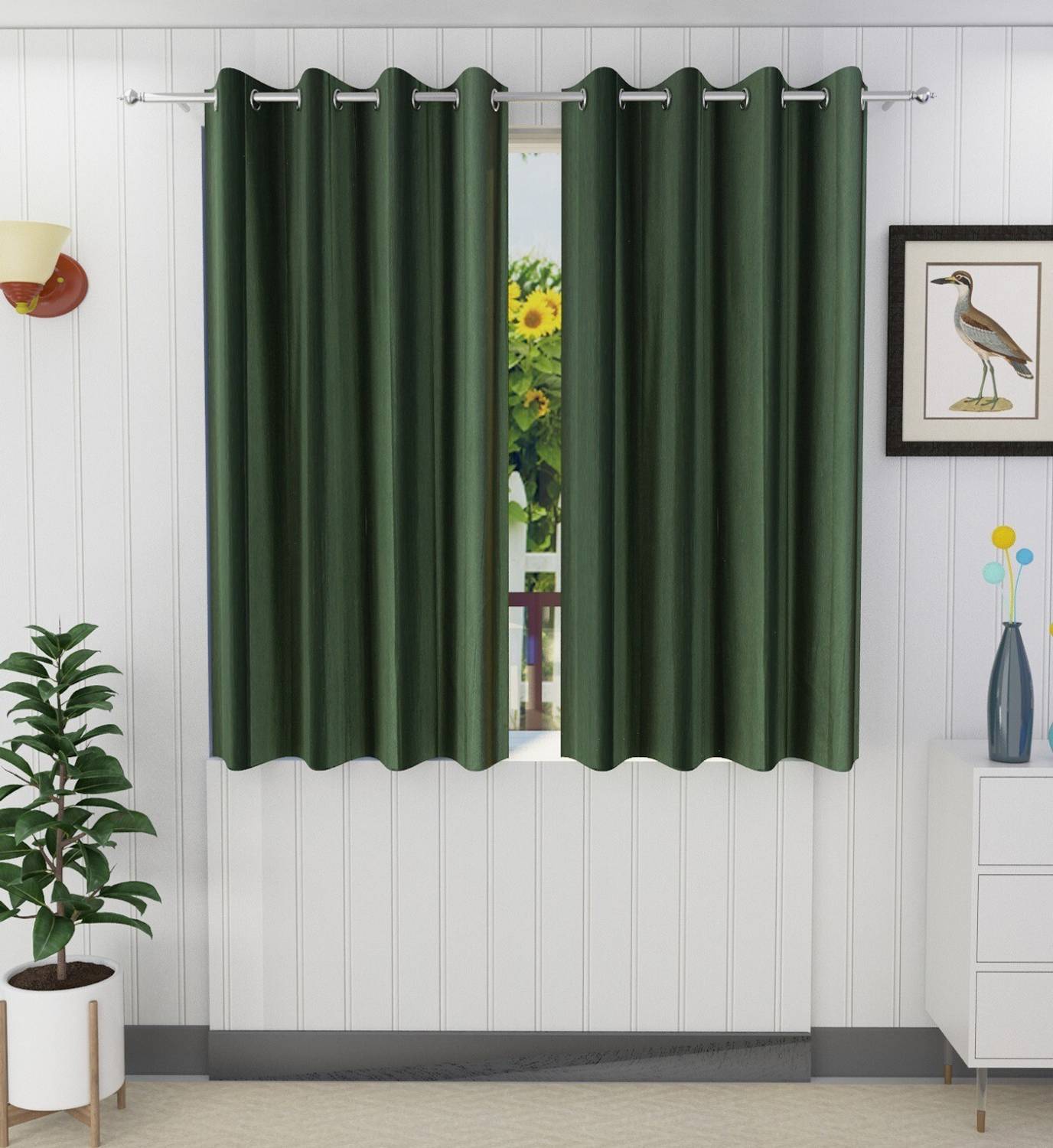 Panipat Textile Hub 152.4 cm (5 ft) Window Polyester Curtain (Pack Of 2)