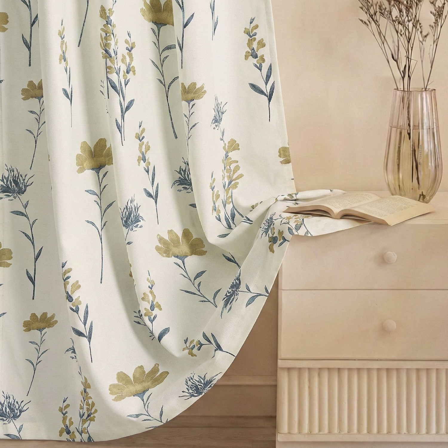 Image of Huesland 243 cm (8 ft) Long Door Cotton Room Darkening Curtain Single Curtain