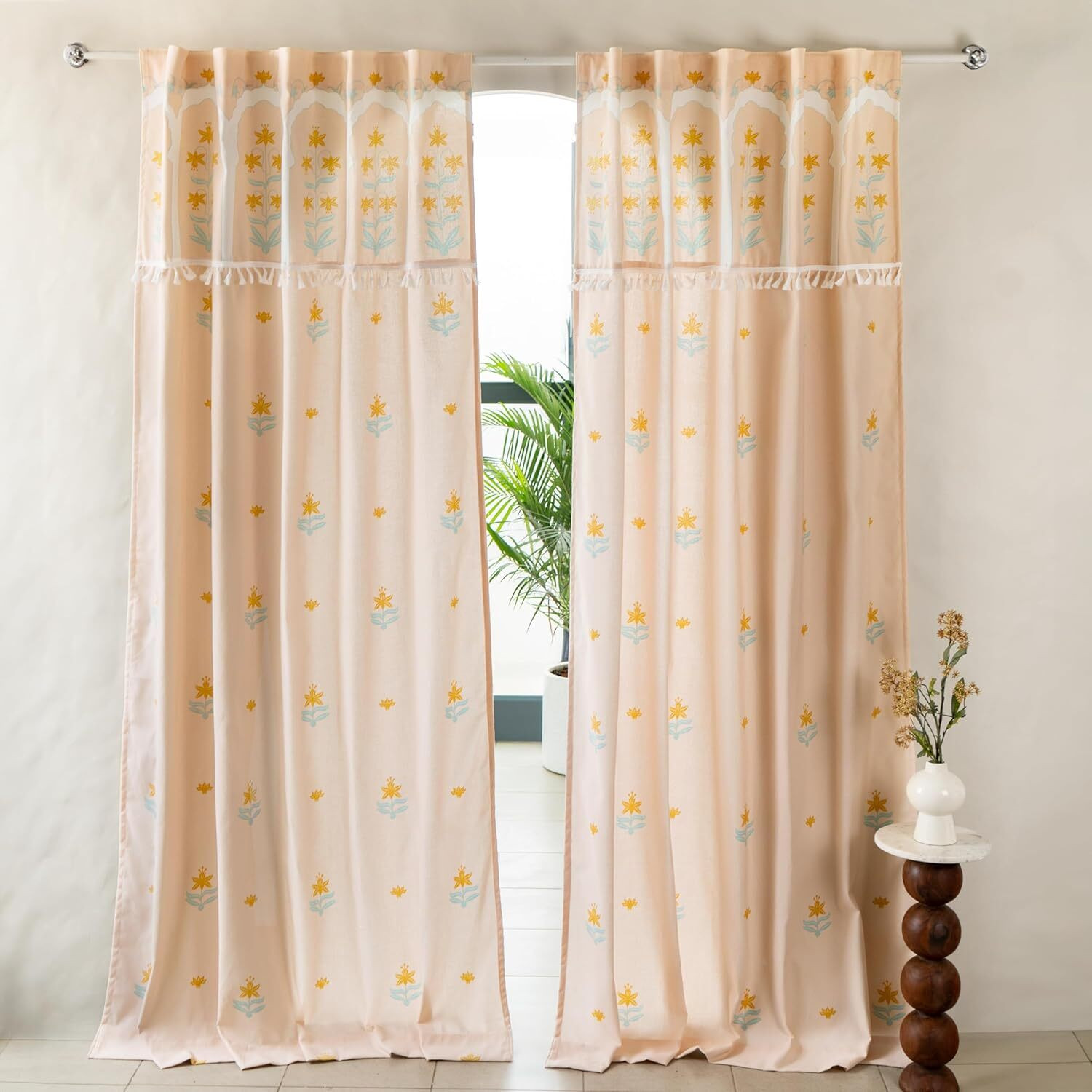 Image of Tranquebar Curtain Co. 152 cm (5 ft) Window Cotton Room Darkening Curtain (Pack Of 2)