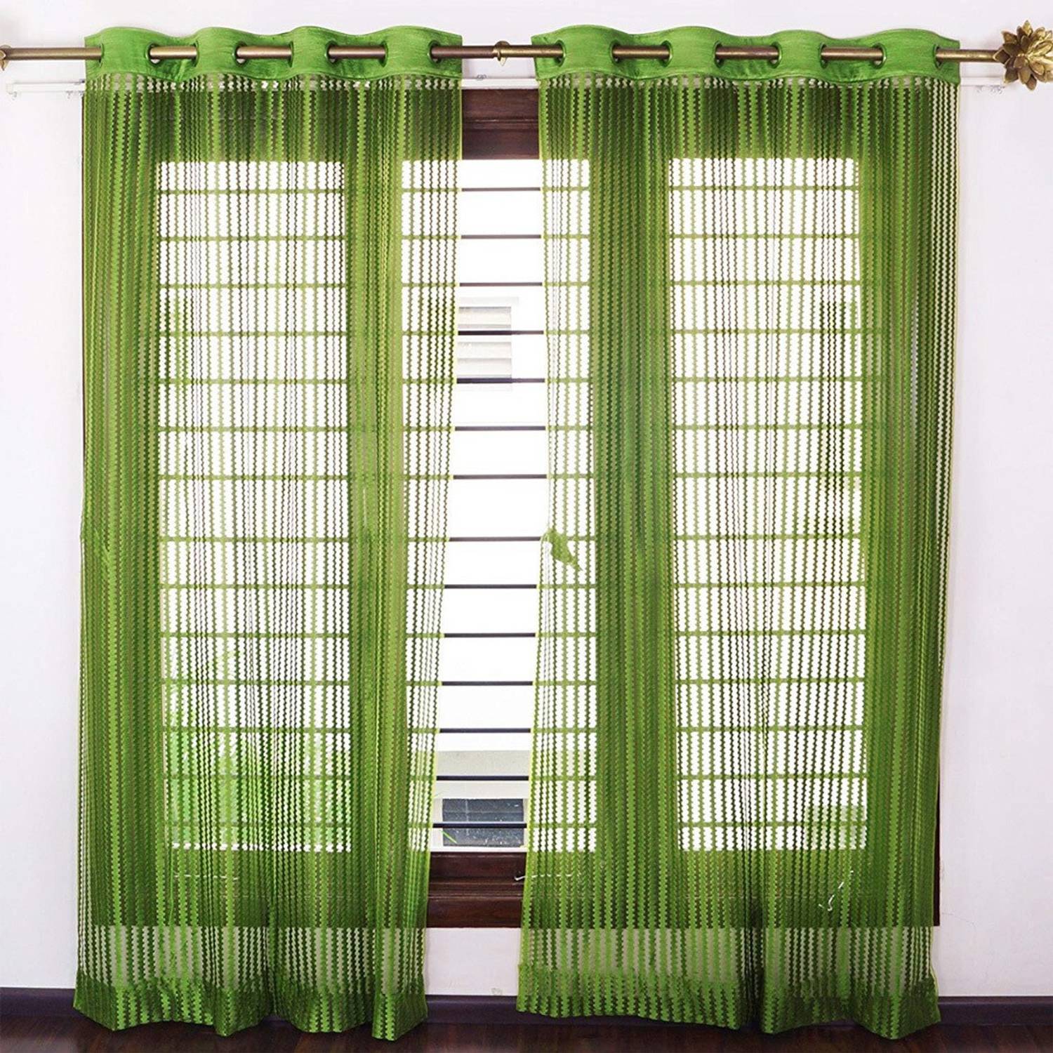 ARTSY HOME 214 cm (7 ft) Door Tissue, Net Semi Transparent Curtain (Pack Of 2)