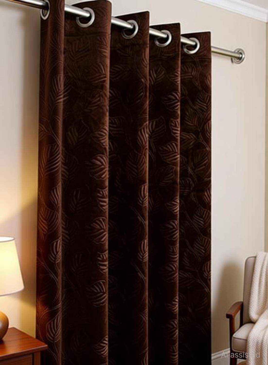 Stackers 213 cm (7 ft) Door Velvet Room Darkening Curtain Single Curtain