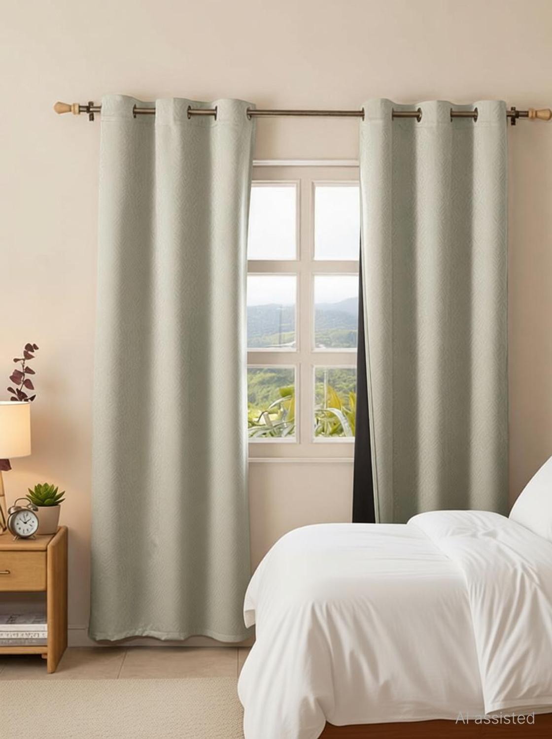 Image of HOMEMONDE 152.4 cm (5 ft) Window Polyester Blackout Curtain (Pack Of 2)