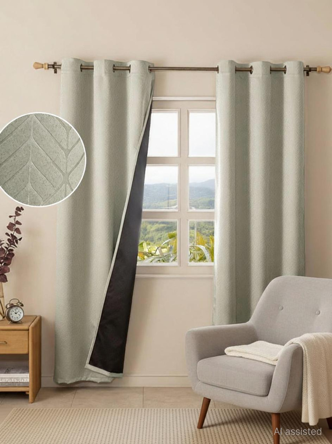 Image of HOMEMONDE 152.4 cm (5 ft) Window Polyester Blackout Curtain (Pack Of 2)