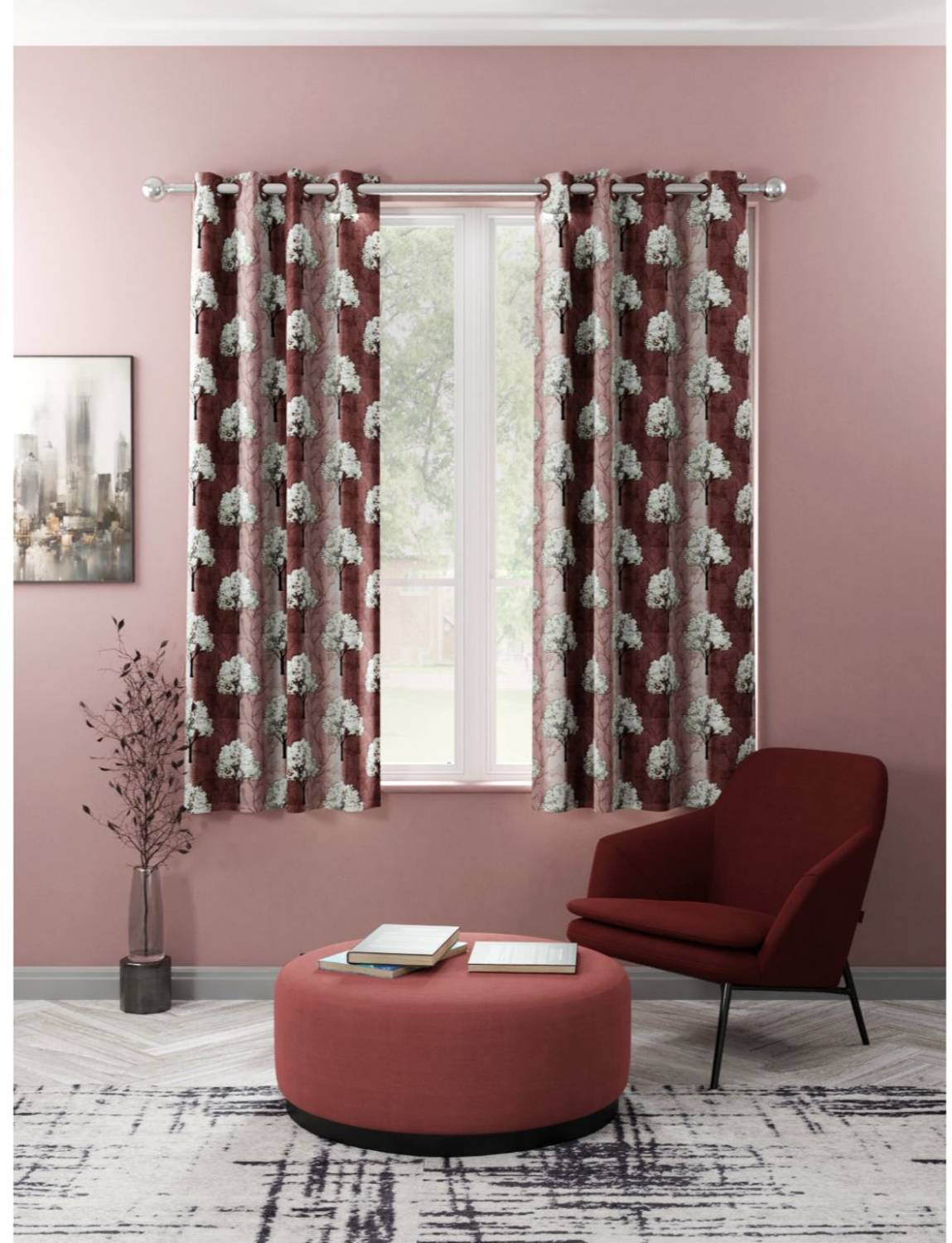 Bianca 152 cm (5 ft) Window Silk Blackout Curtain (Pack Of 2)