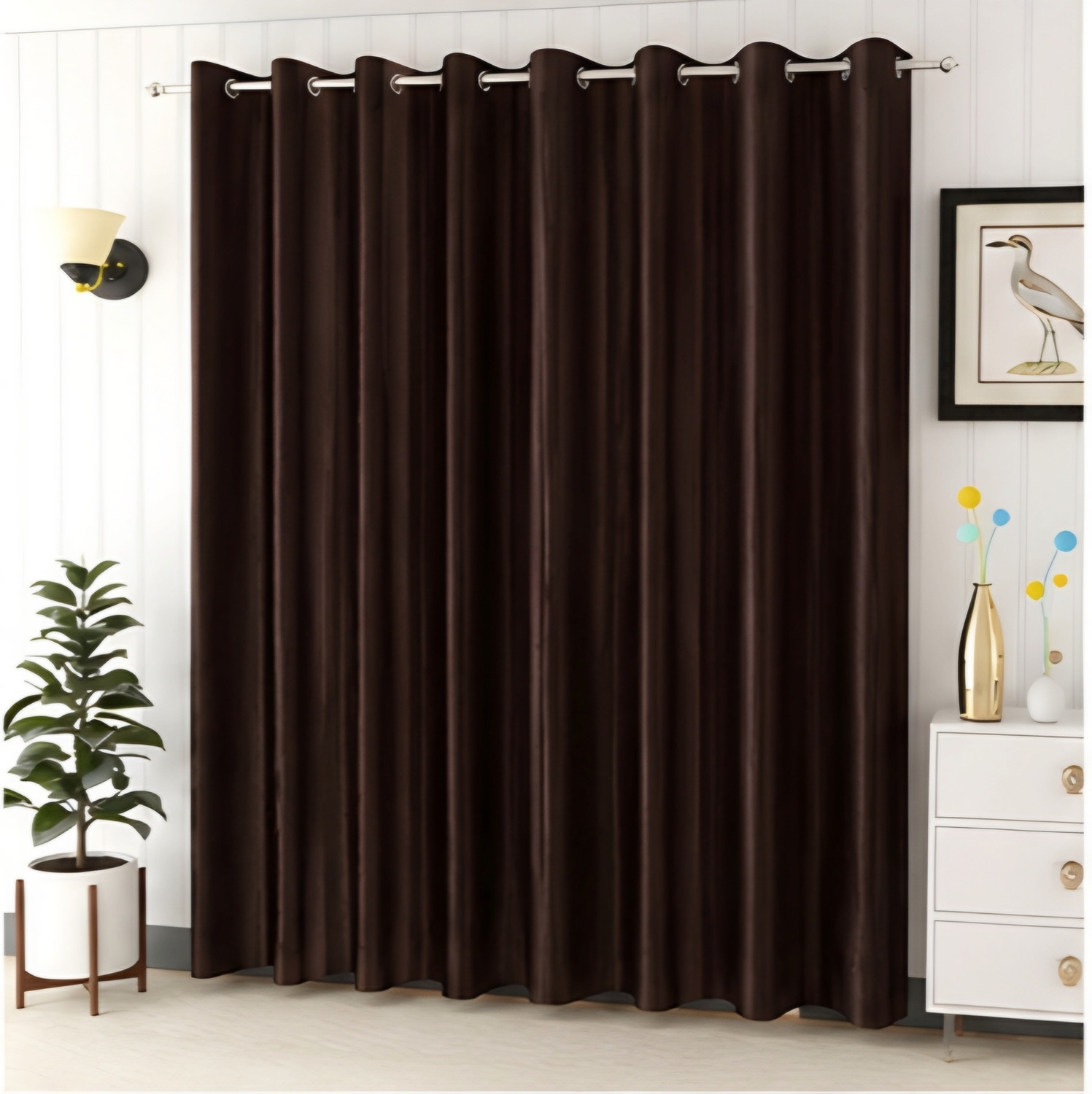 Image of VEVIDHIENTERPRISES 152 cm (5 ft) Window Polyester Room Darkening Curtain (Pack Of 2)