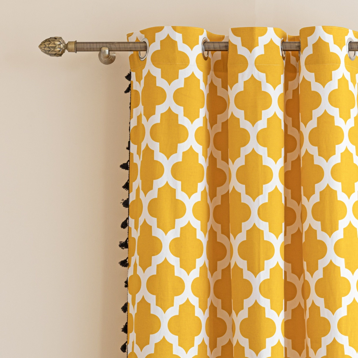 Image of HOMEMONDE 213 cm (7 ft) Door Cotton Semi Transparent Curtain (Pack Of 2)