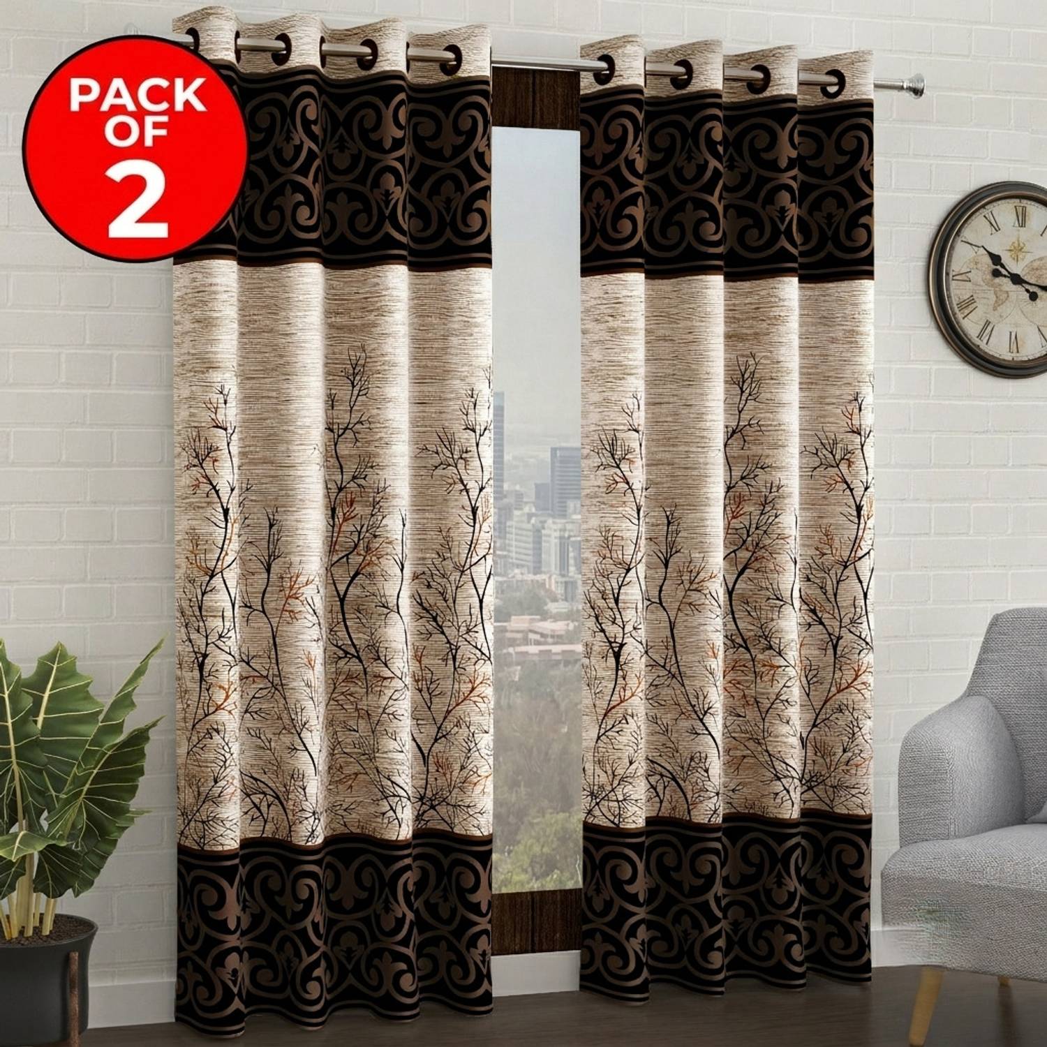 Story@home 215 cm Door Curtain (Pack of 2) - Image 1
