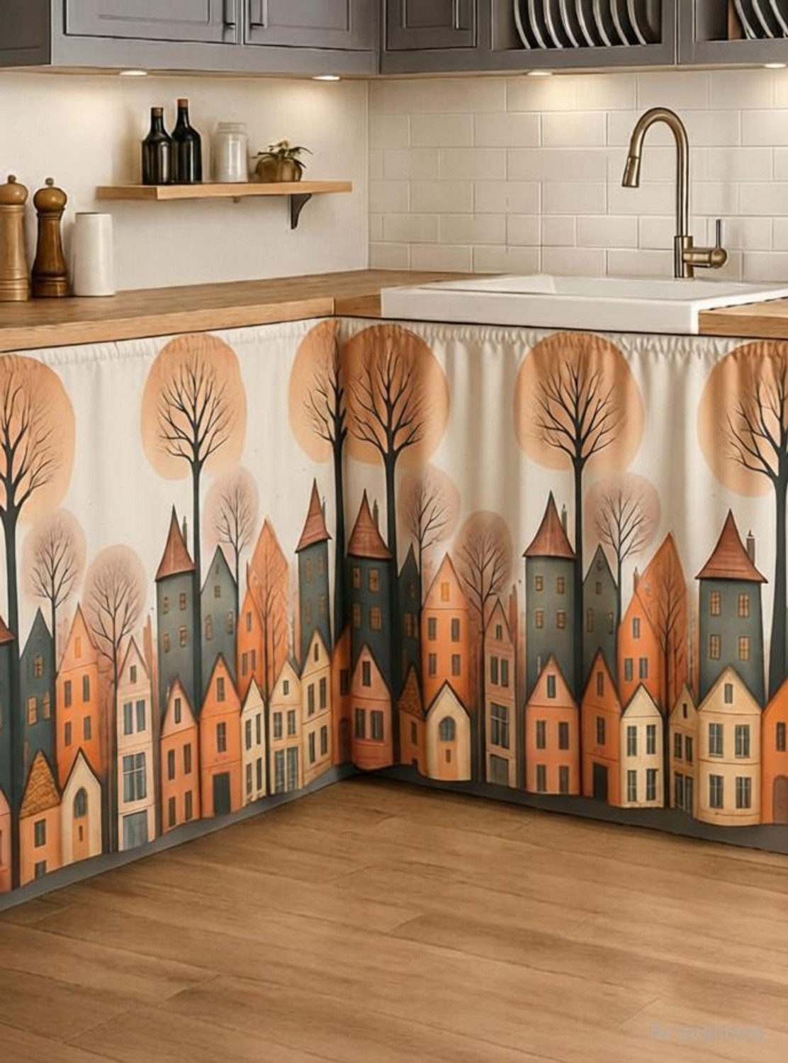 Image of ANSHMJIMN 150 cm (5 ft) Kitchen Sink Polyester Blackout Curtain (Pack Of 2)