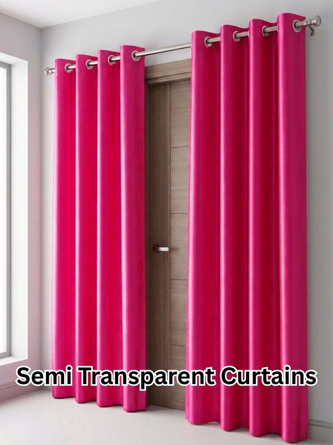 Image of Kanodia Poly Fab 152.4 cm (5 ft) Window Polyester Semi Transparent Curtain (Pack Of 3)