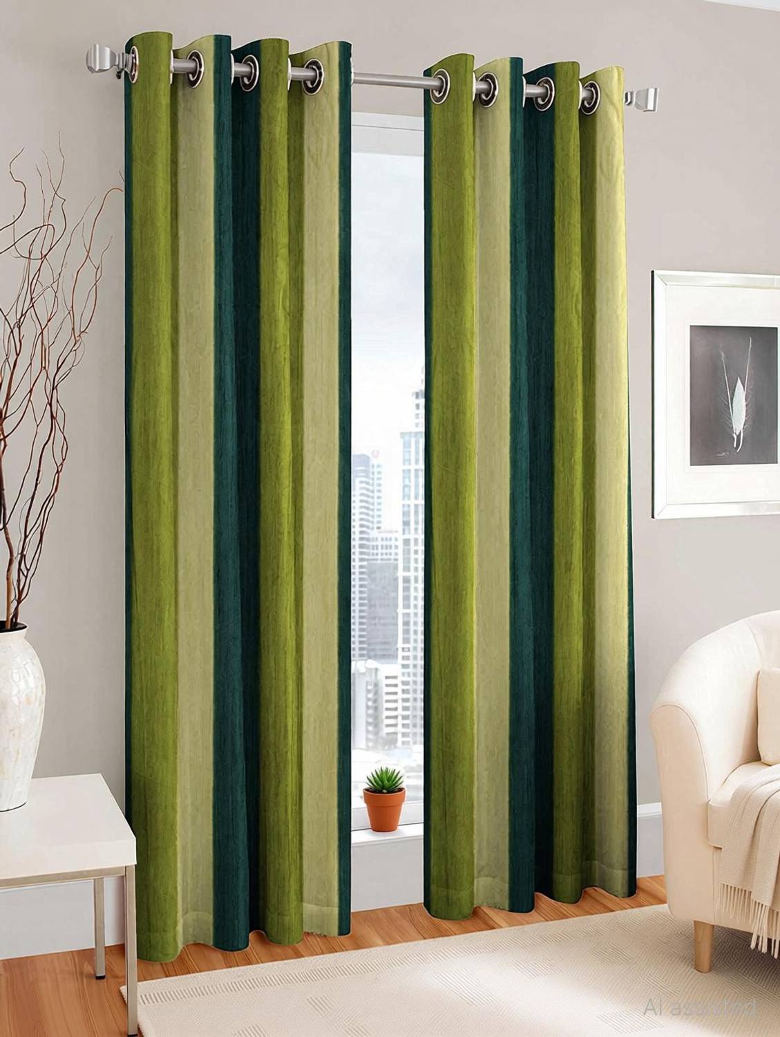 Adimanav 213.36 cm (7 ft) Door Polyester Semi Transparent Curtain (Pack Of 2)
