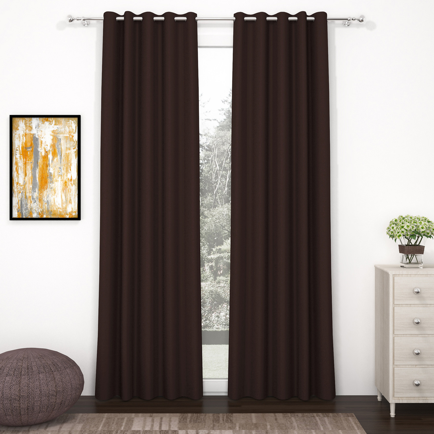 Image of Story@home 242 cm (8 ft) Shower Polyester, Silk Blackout Curtain (Pack Of 2)