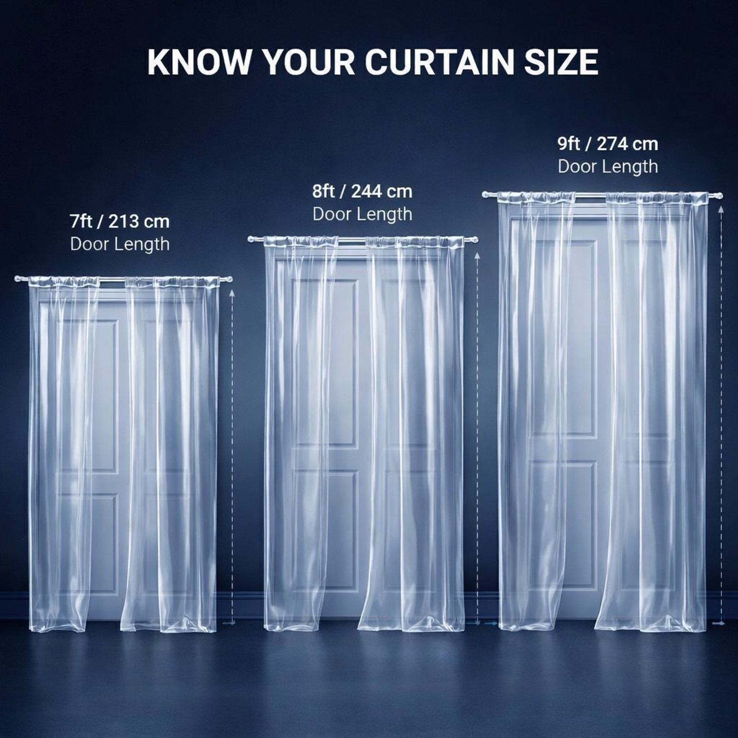 Image of Zyraan Decor 214 cm (7 ft) Door PVC Transparent Curtain Single Curtain