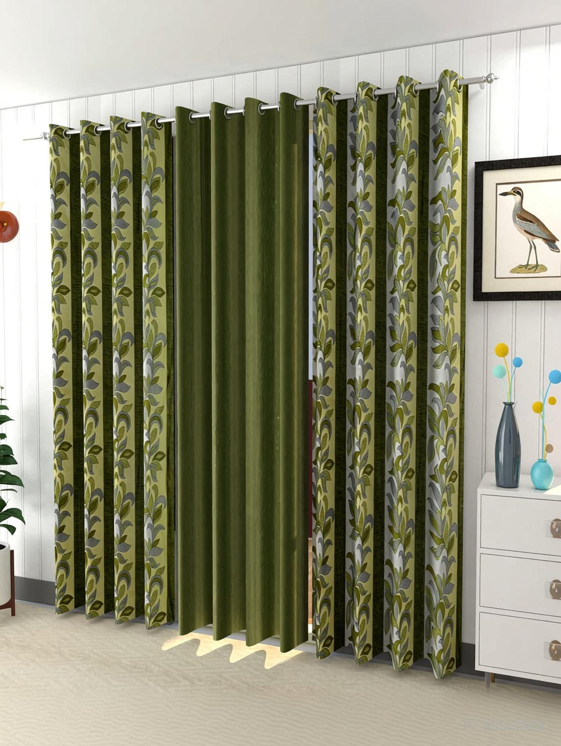 Image of PARADISE HOME DECOR 213.3 cm (7 ft) Door Polyester Curtain (Pack Of 3)