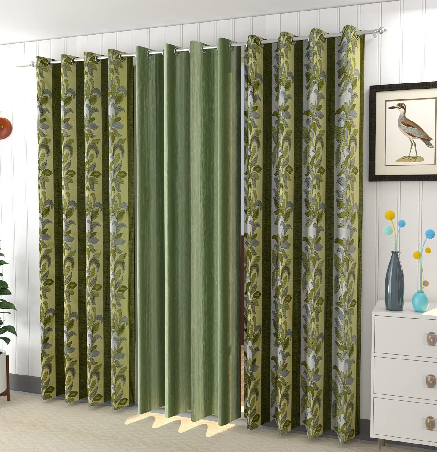 Image of PARADISE HOME DECOR 213.3 cm (7 ft) Door Polyester Curtain (Pack Of 3)