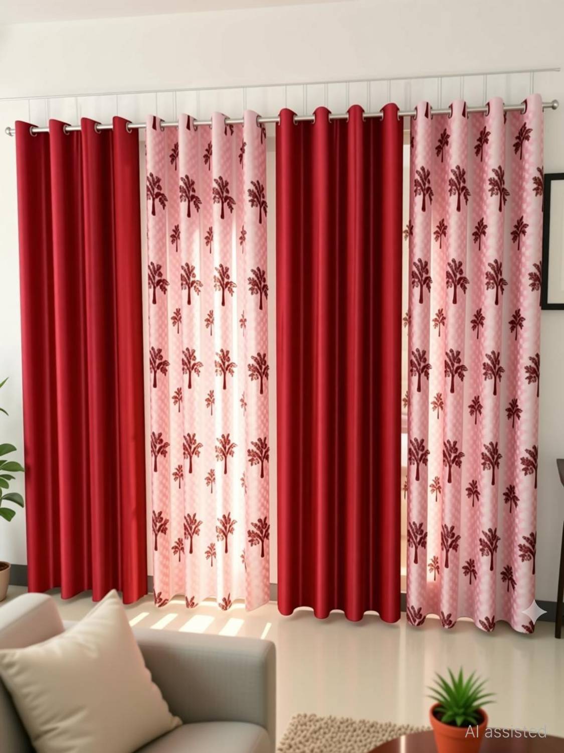AASHI TRADERS 153 cm (5 ft) Window Polyester Semi Transparent Curtain (Pack Of 4)