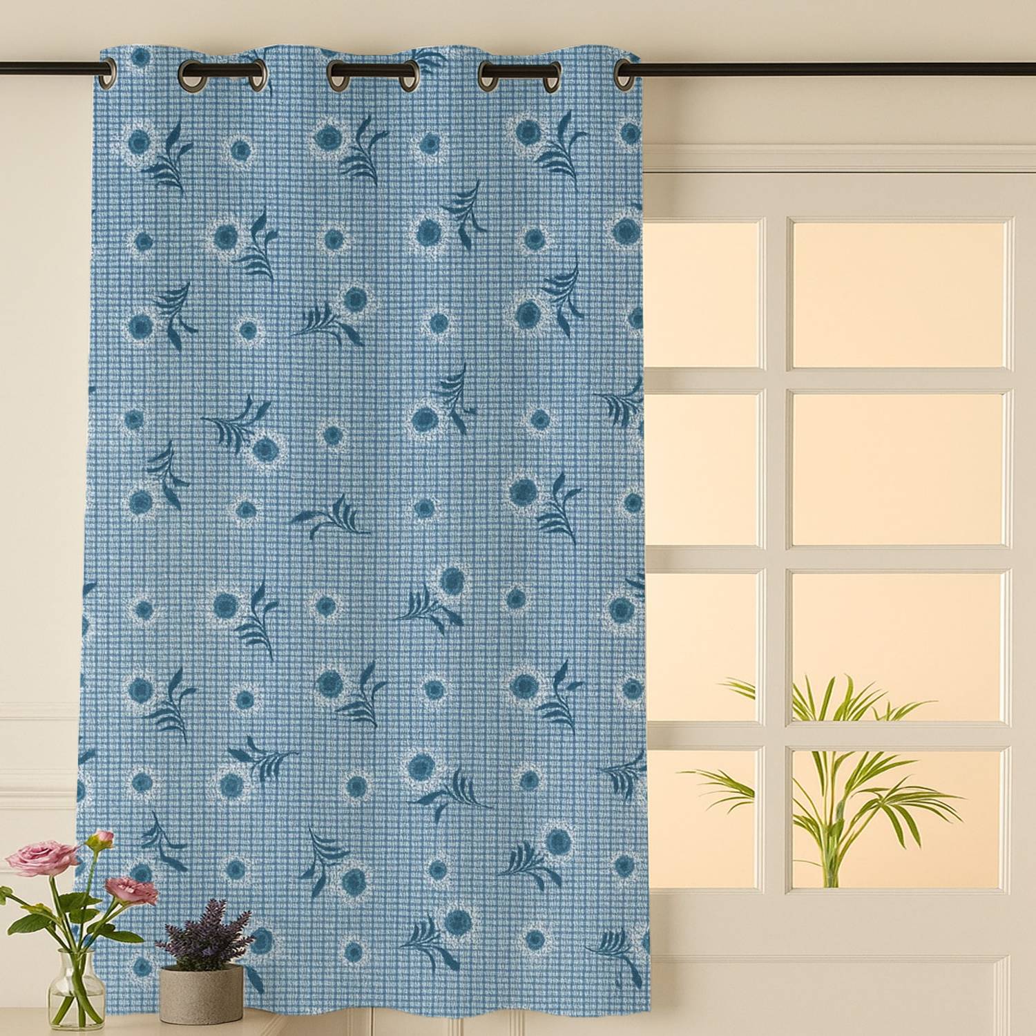 AKLTEXTILES 152 cm (5 ft) Window Cotton Room Darkening Curtain Single Curtain