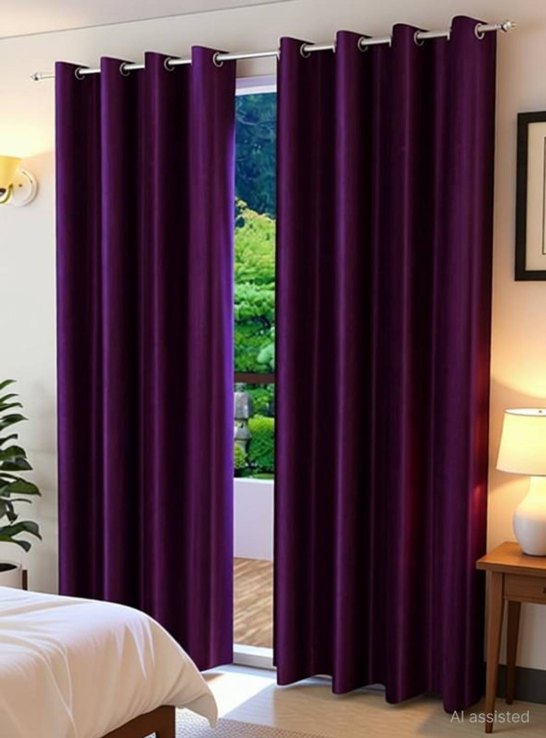 Kraftiq Homes 152 cm (5 ft) Window Polyester Semi Transparent Curtain (Pack Of 2)