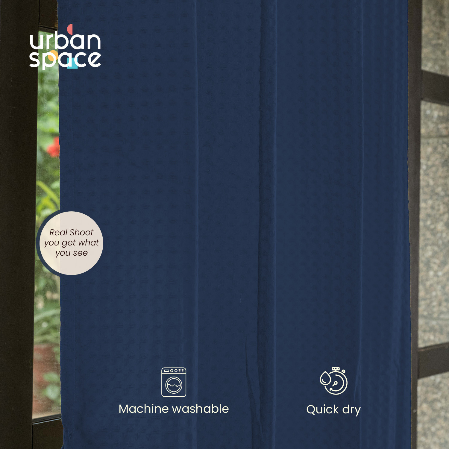 Image of Urban Space 152 cm (5 ft) Window Cotton Room Darkening Curtain (Pack Of 2)