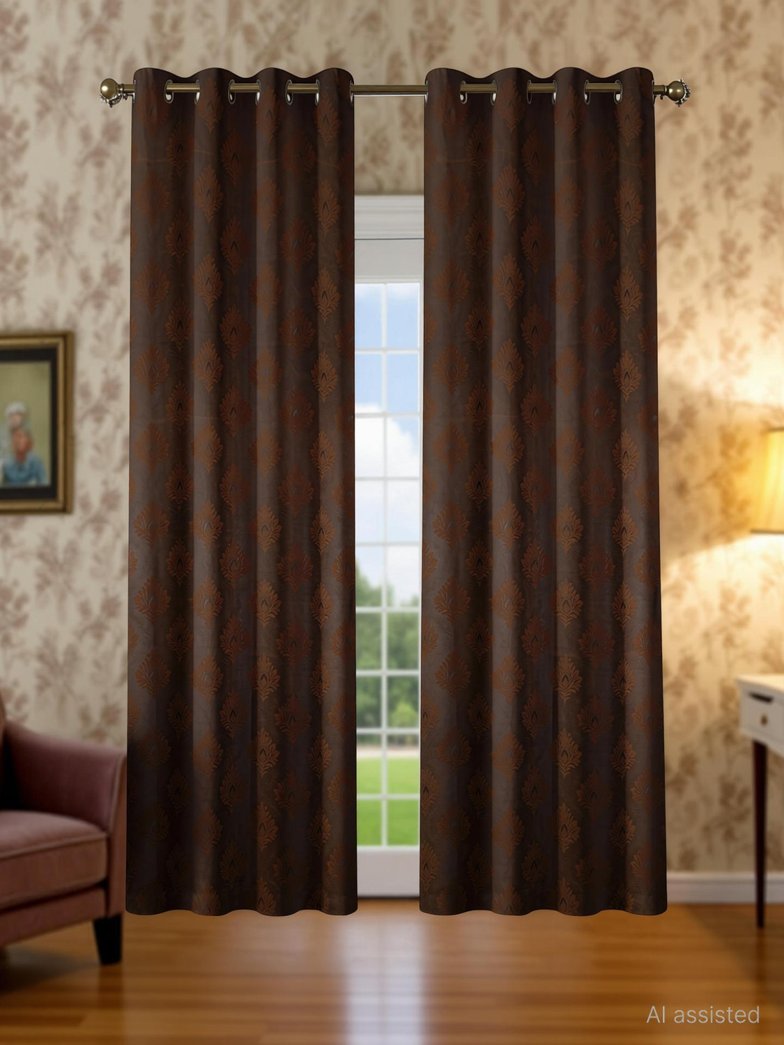 Image of Home Stylish 274 cm (9 ft) Long Door Velvet Blackout Curtain (Pack Of 2)