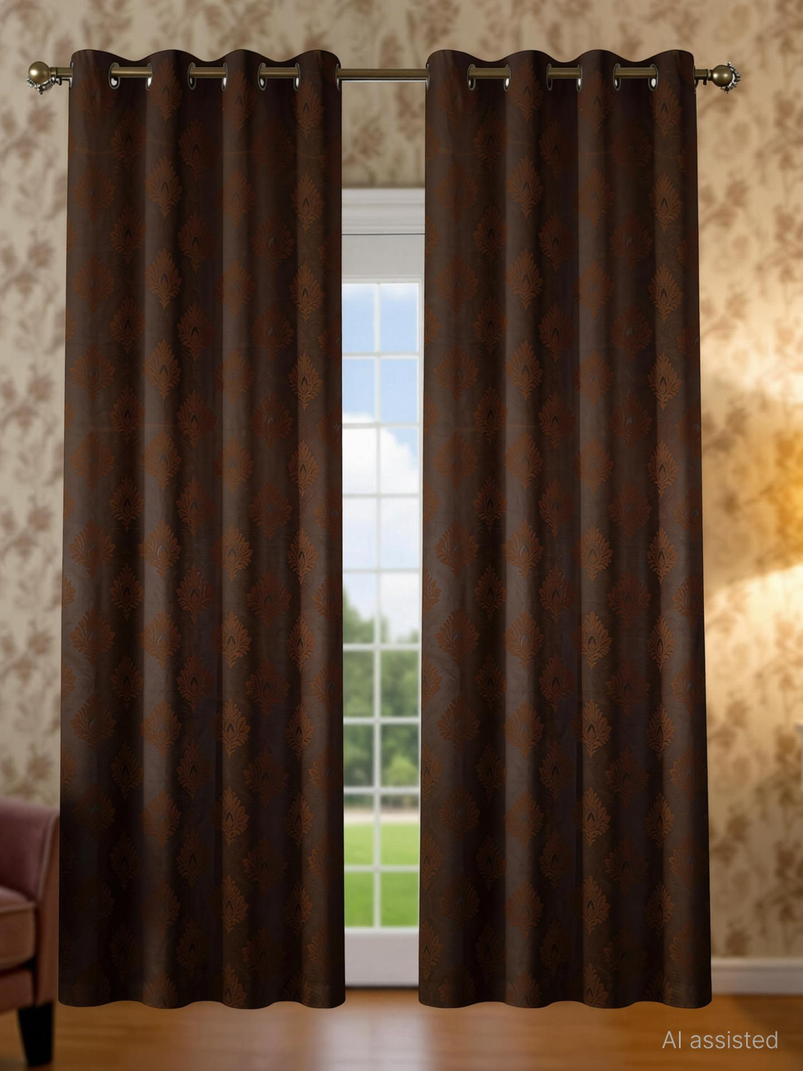 Image of Home Stylish 274 cm (9 ft) Long Door Velvet Blackout Curtain (Pack Of 2)