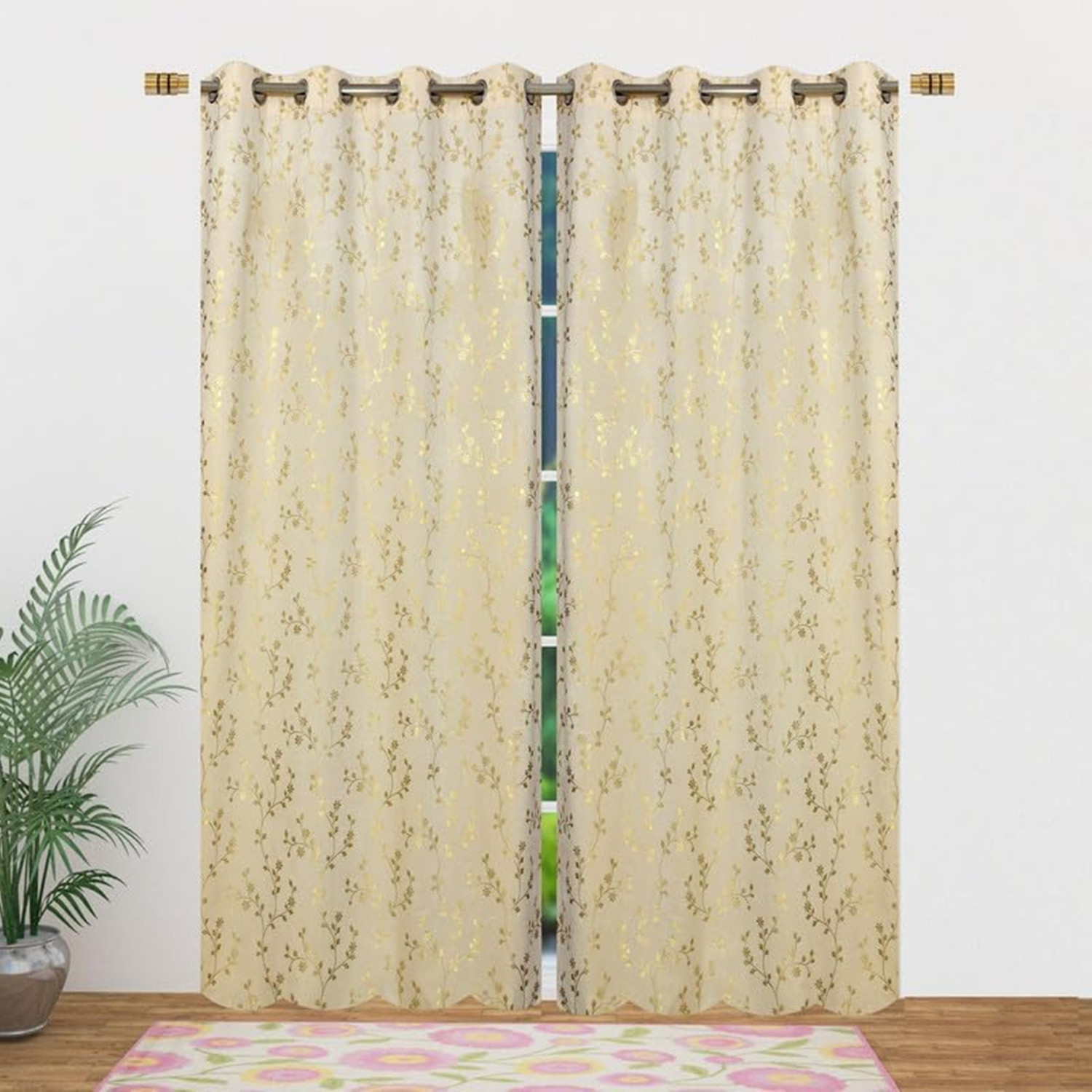 Image of Galaxy Drape 274 cm (9 ft) Long Door Velvet Room Darkening Curtain (Pack Of 2)