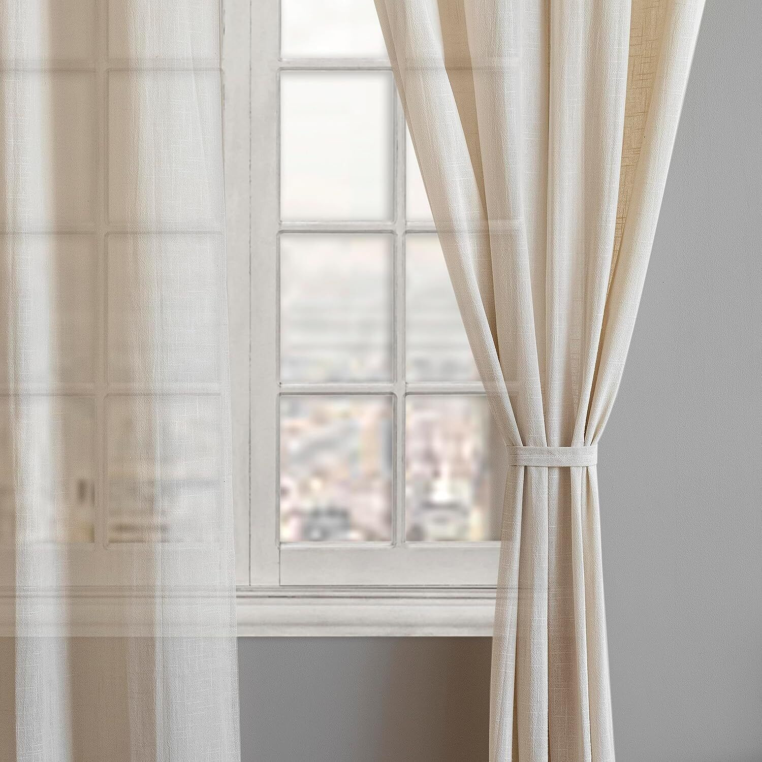 Image of LINENWALAS 274 cm (9 ft) Long Door Cotton Transparent Curtain (Pack Of 2)